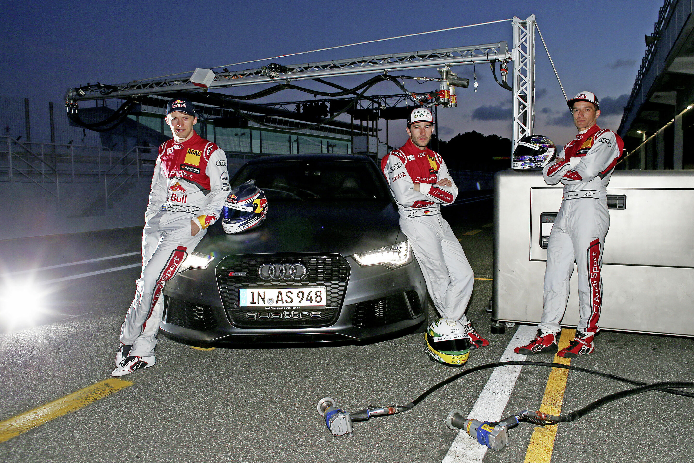 Audi in DTM: "We are the Champions" - Three DTM Champions: Mattias Ekström, Mike Rockenfeller, Timo Scheider