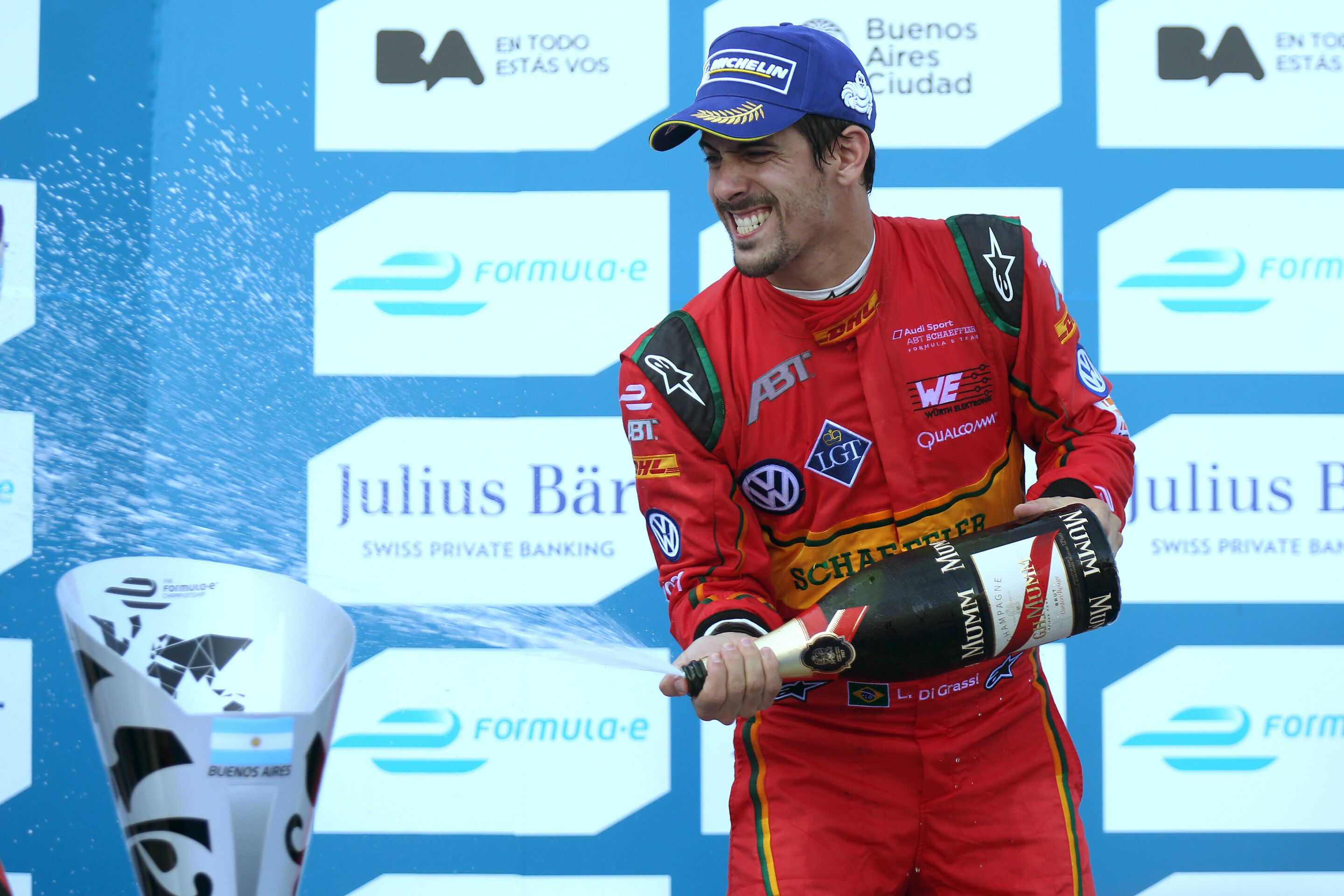 Lucas di Grassi on the podium at Argentina - Lucas di Grassi, FIA Formula E, Buenos Aires