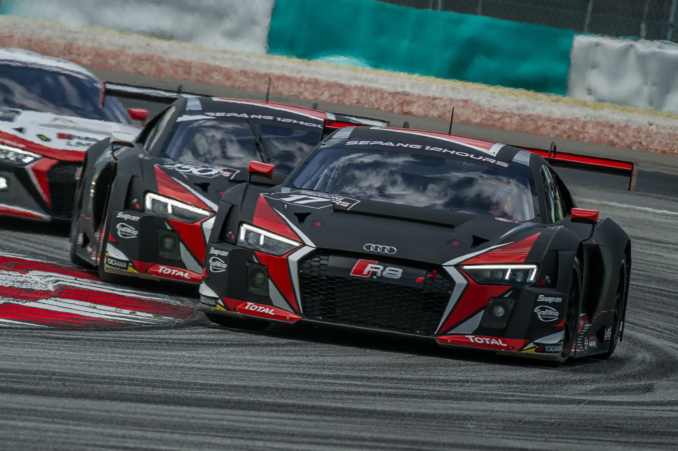 Sepang 12 Hours 2015 - Audi R8 LMS #17 (Belgian Audi Club Team WRT), Stuart Leonard/Stéphane Ortelli/Laurens Vanthoor, Audi R8 LMS #150 (Belgian Audi Club Team WRT), Christopher Haase/Enzo Ide/Christopher Mies, Audi R8 LMS #16 (Phoenix Racing), Niki Mayr-Melnhof/Nicki...
