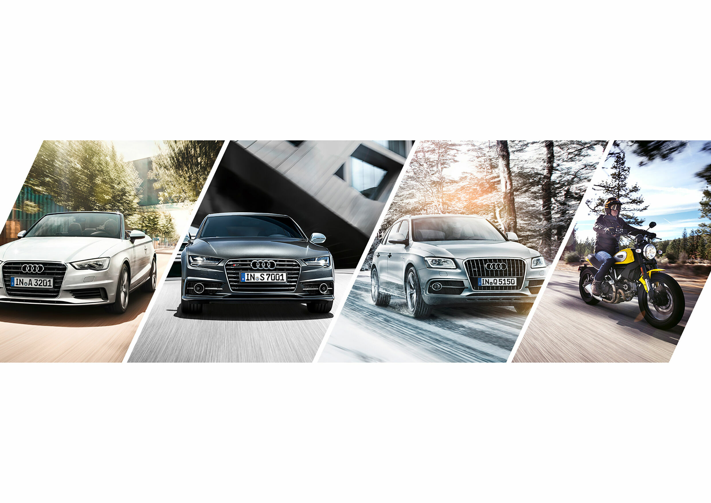 Audi select: flexible Premium-Mobilität jetzt auch mit Ducati - Ein Audi Q7 für den Winter, ein A5 Cabriolet und eine Ducati Scrambler für den Sommer: Die AUDI AG erweitert ihr Mobilitätsangebot Audi select um sportliche Motorräder der italienischen Tochtermarke...
