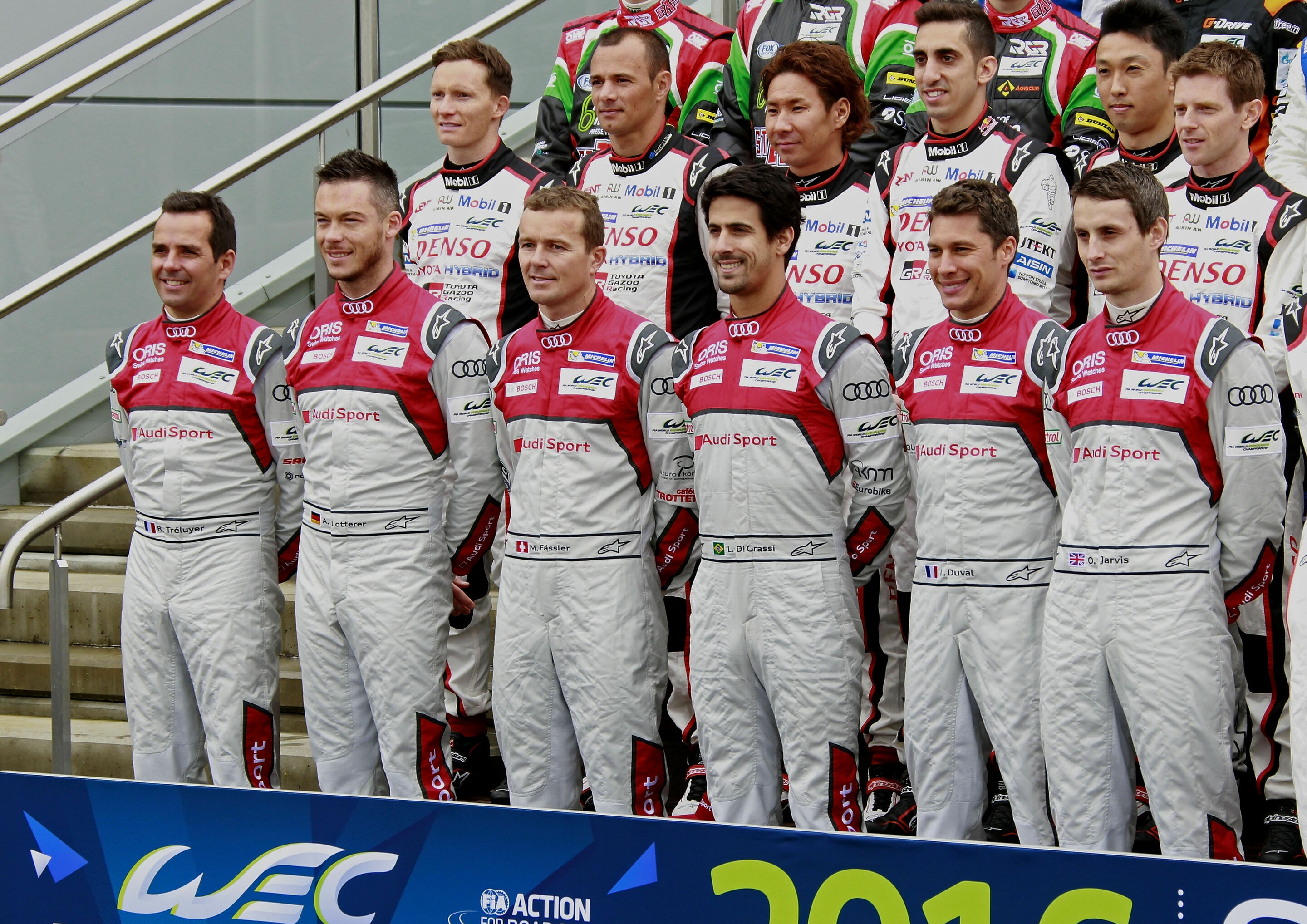 WEC Silverstone 2016 - Benoît Tréluyer, André Lotterer, Marcel Fässler
Lucas di Grassi, Loïc Duval, Oliver Jarvis