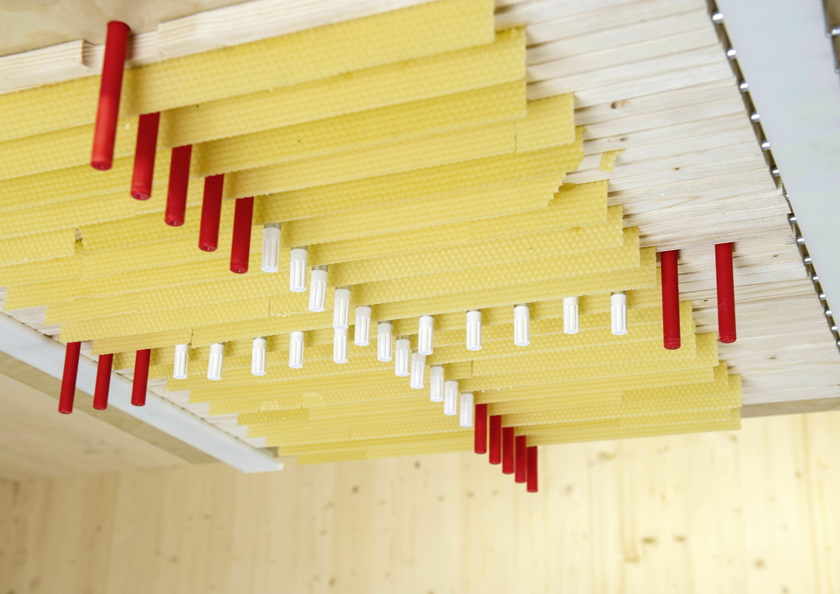 Audi Environmental Foundation: starting signal for “Smart HOBOS” high-tech beehive - The heart of the Smart HOBOS beehive are the so-called scales on the ceiling of the research station. Several red empty tubes equipped with sensors surround the building...