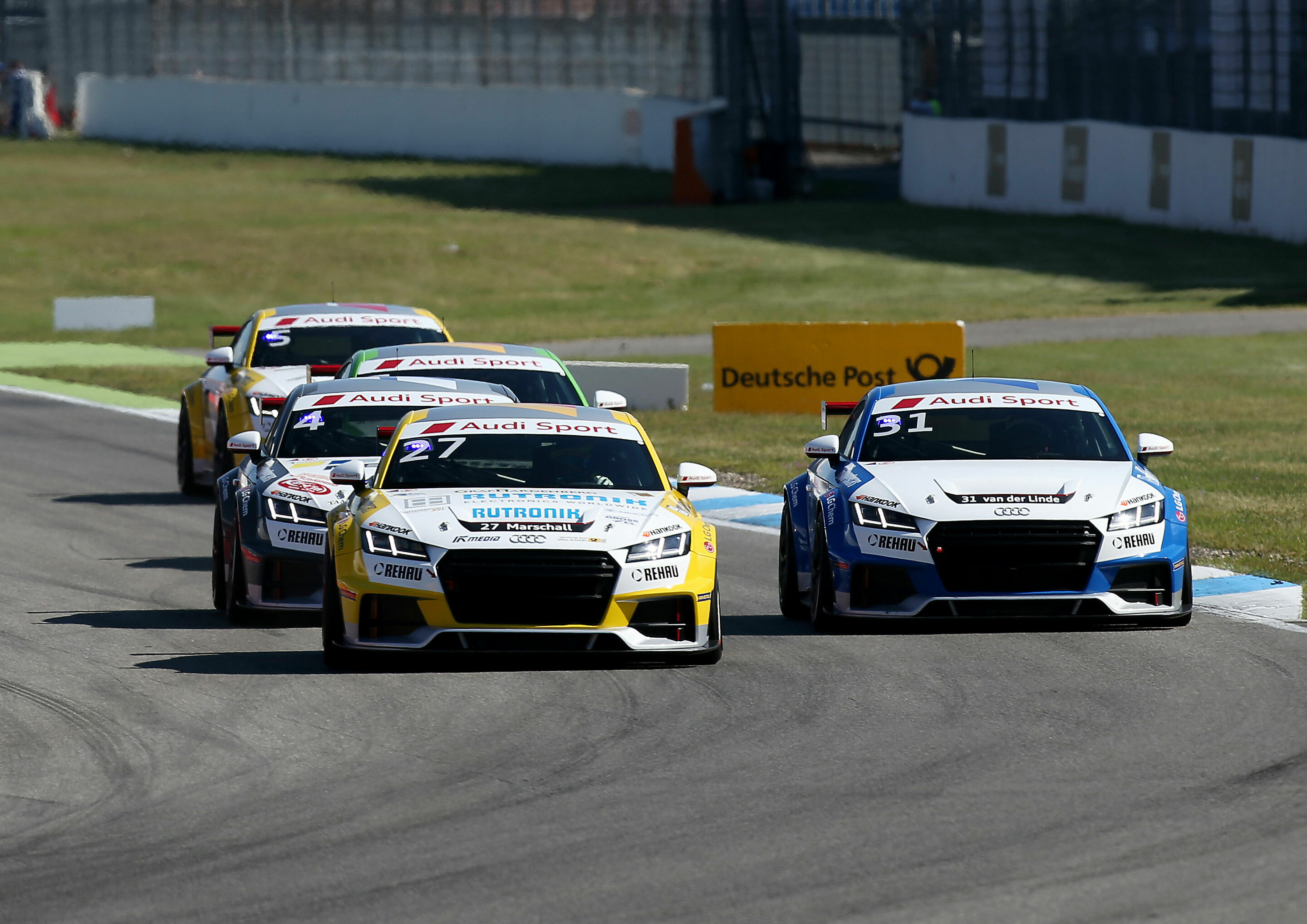 Audi Sport TT Cup, Hockenheim 2016 - Start, Audi TT cup #27, Dennis Marschall, Audi TT cup #31, Sheldon van der Linde, Audi TT cup #4, Joonas Lappalainen