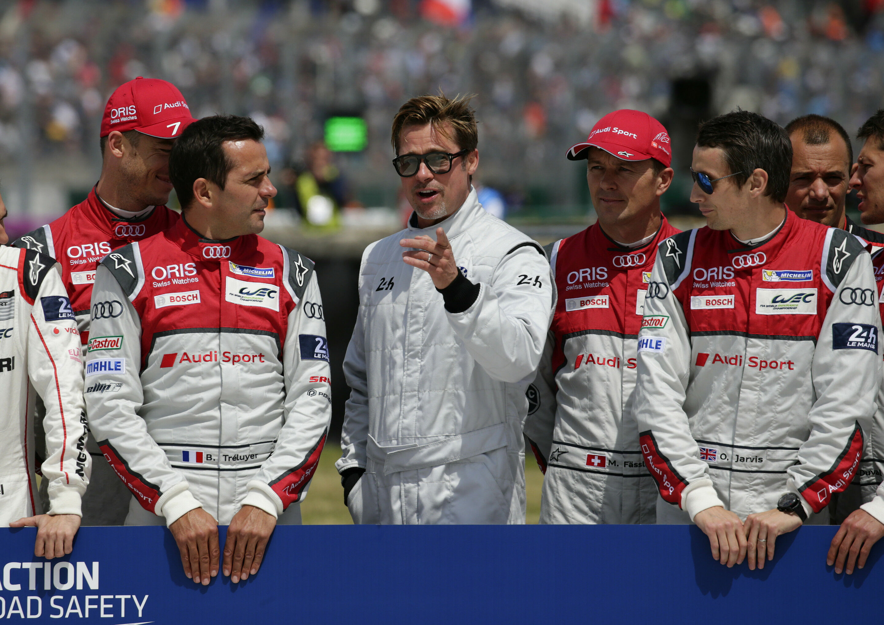 24h Le Mans 2016 - André Lotterer, Benoit Tréluyer, Brad Pitt, Marcel Fässler, Oliver Jarvis