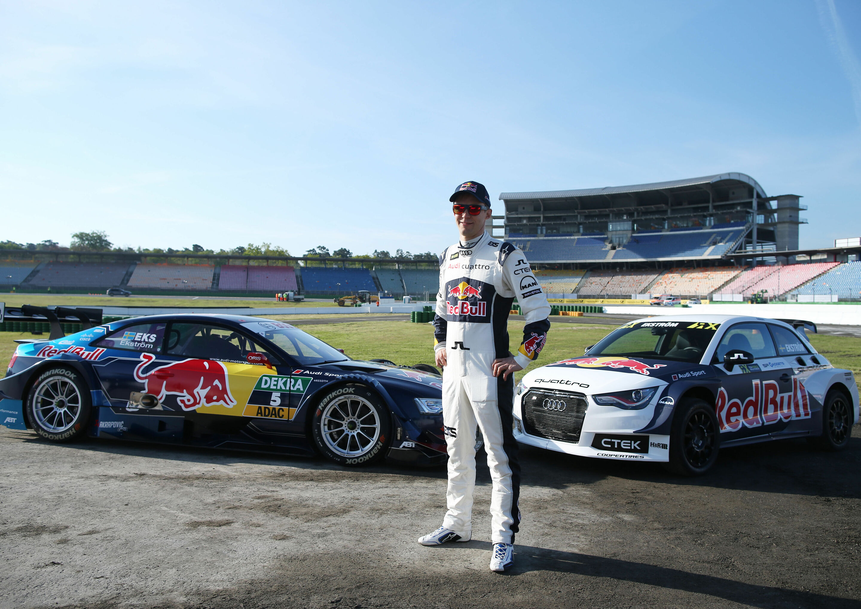 Motorsports / DTM 01Hockenheim - Mattias Ekström, Red Bull Audi RS 5 DTM, Audi S1 EKS RX quattro