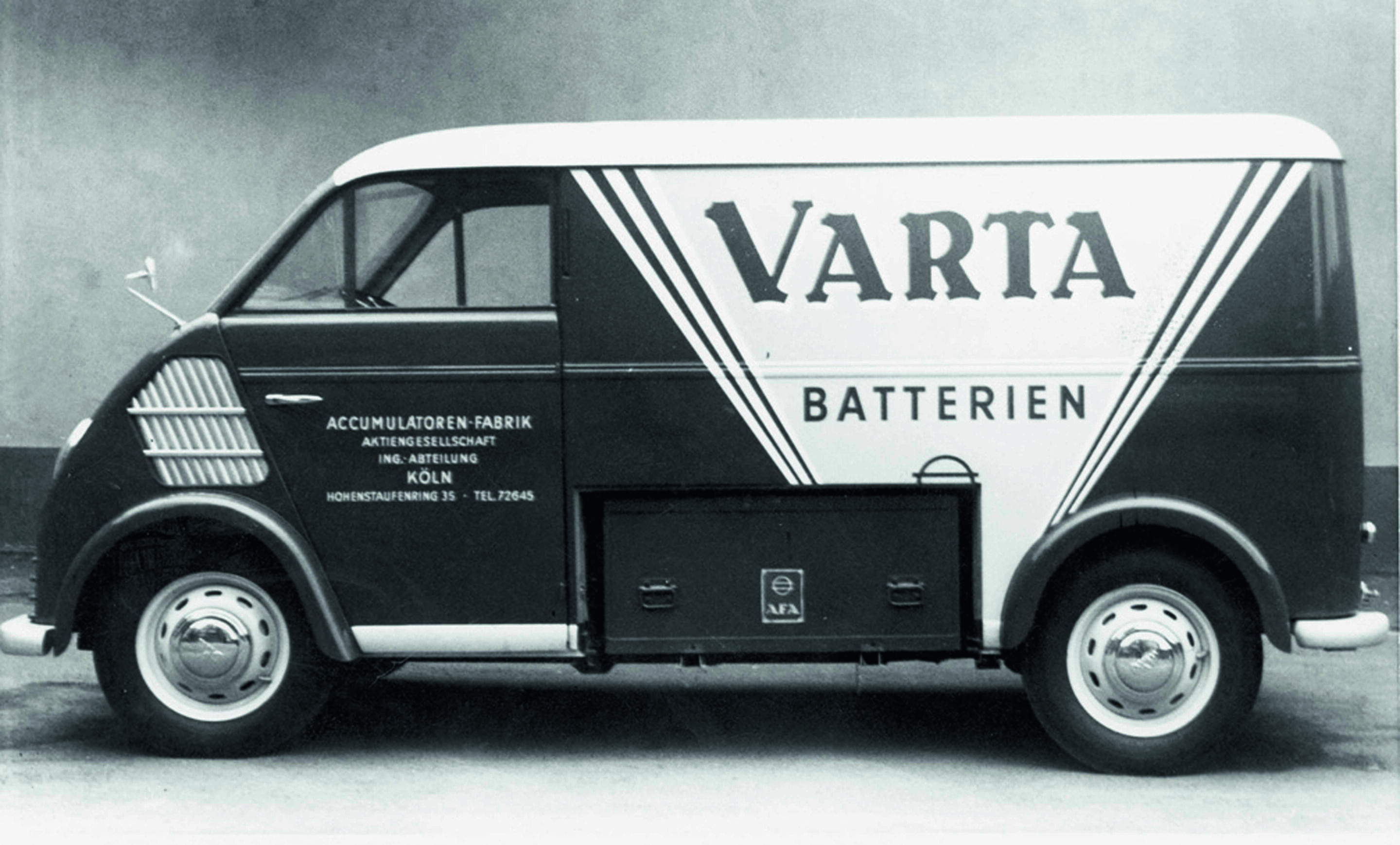 Anniversary magazine History - The first van with electric motor from 1955. A few units were made