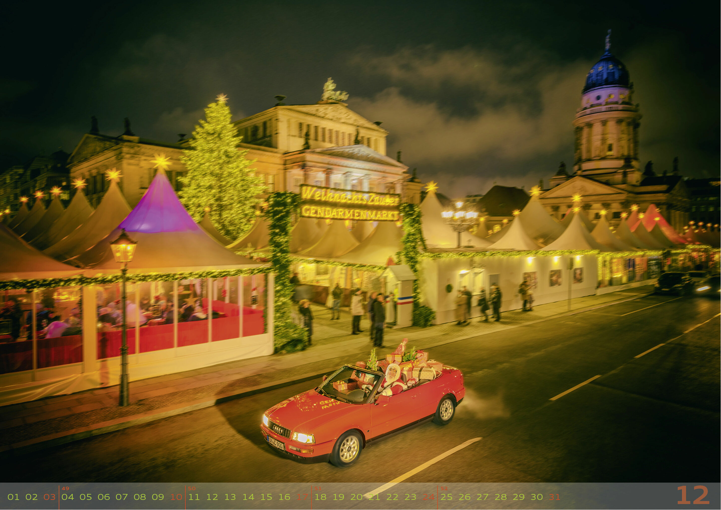 new "Berlin Calling" calendar from Audi Tradition - December calendar page – Audi Cabriolet, 1992 model