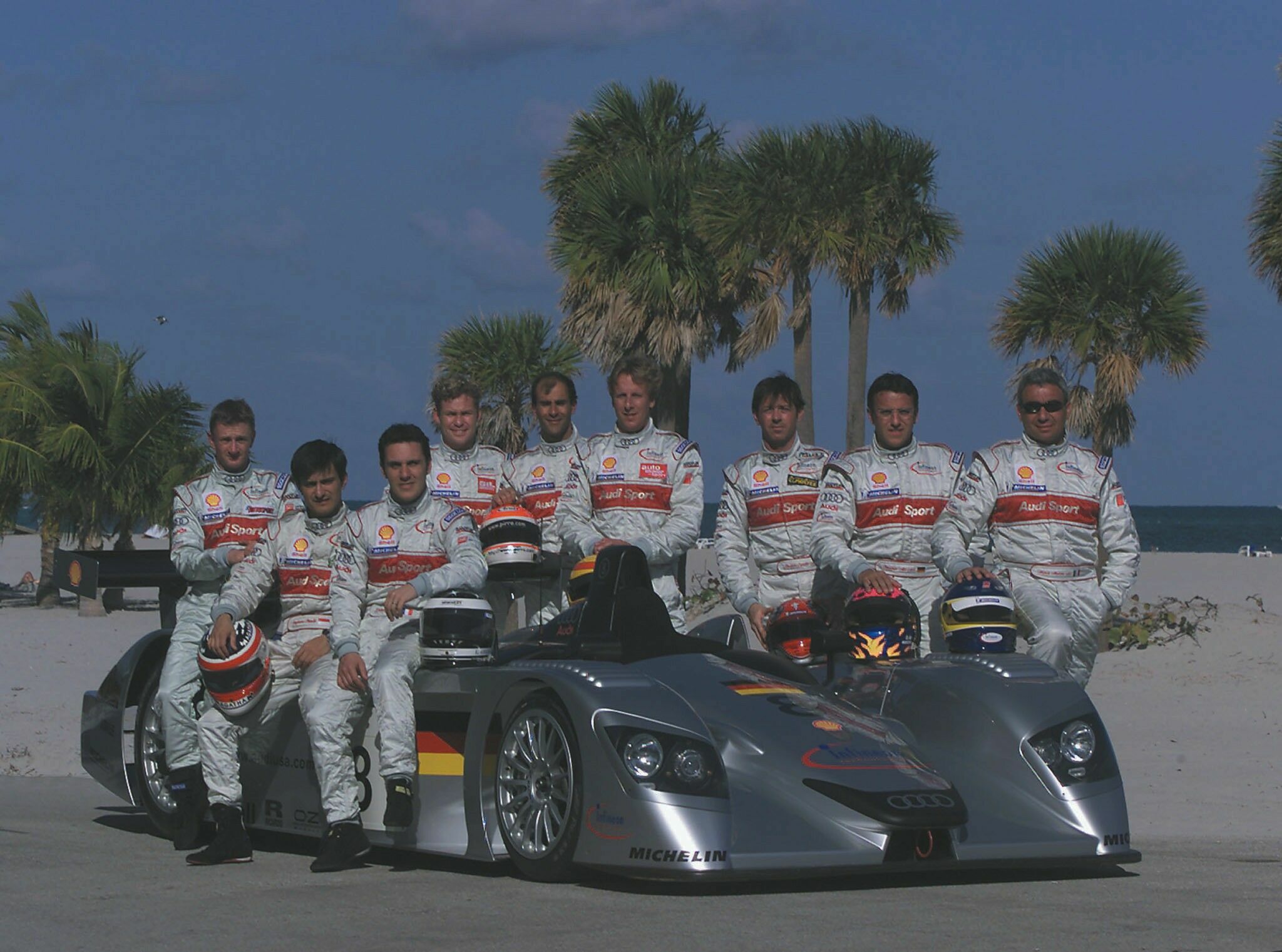 ALMS 2000 - Presentation of the Audi R8 in Miami with Allan McNish, Stéphane Ortelli, Laurent Aiello, Tom Kristensen, Emanuele Pirro, Frank Biela, Dindo Capello, Christian Abt, Michele Alboreto