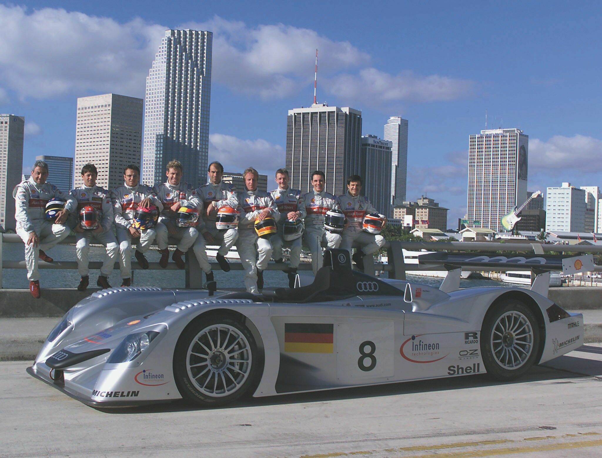 ALMS 2000 - Presentation of the Audi R8 in Miami with Michele Alboreto, Dindo Capello, Christian Abt, Tom Kristensen, Emanuele Pirro, Frank Biela, Allan McNish, Laurent Aiello, Stéphane Ortelli