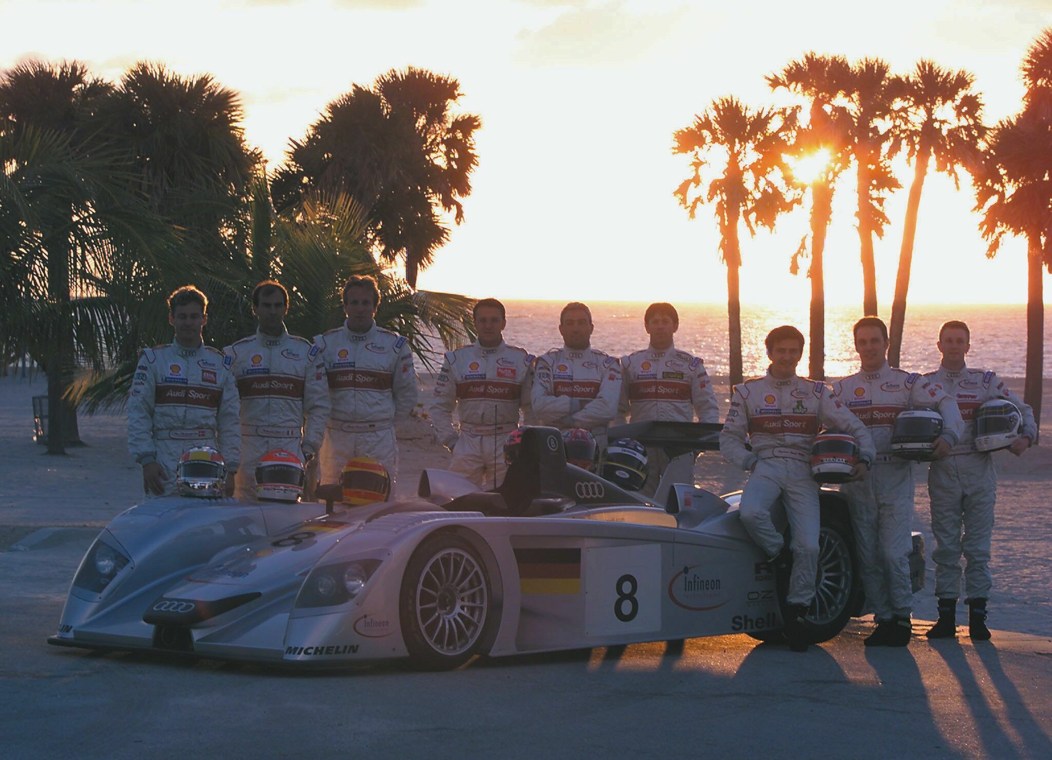 ALMS 2000 - Presentation of the Audi R8 in Miami with Tom Kristensen, Emanuele Pirro, Frank Biela, Christian Abt, Michele Alboreto, Dindo Capello, Stéphane Ortelli, Laurent Aiello, Allan McNish