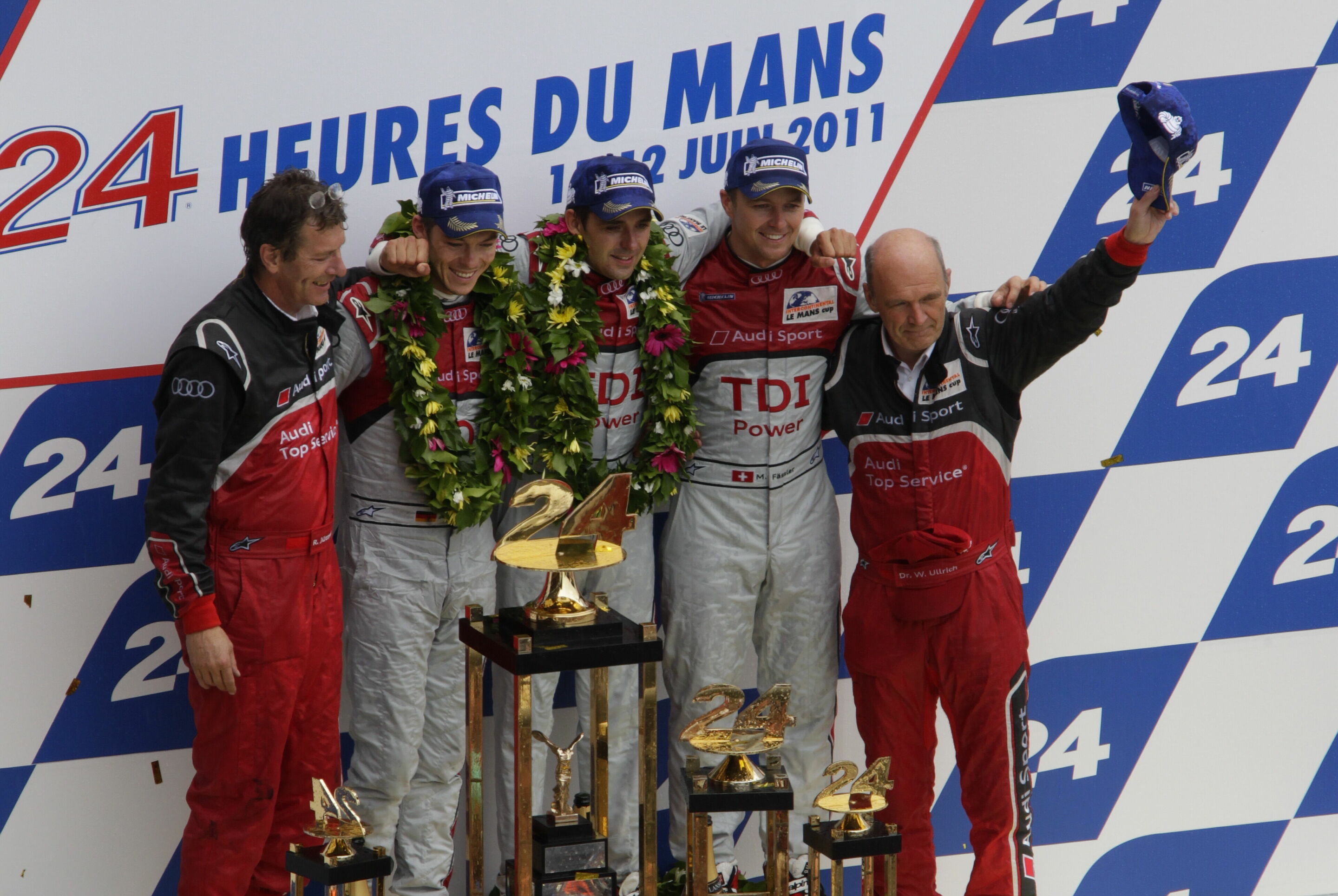 24h Le Mans 2011 - Ralf Jüttner, André Lotterer, Benoît Tréluyer, Marcel Fässler, Wolfgang Ullrich