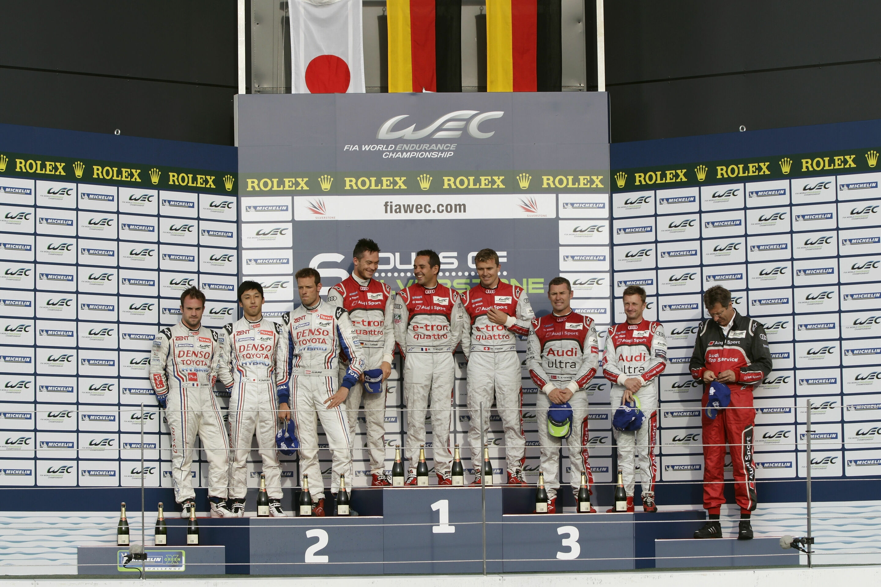 WEC Silverstone 2012 - André Lotterer, Benoît Tréluyer, Marcel Fässler, Tom Kristensen, Allan McNish, Ralf Jüttner