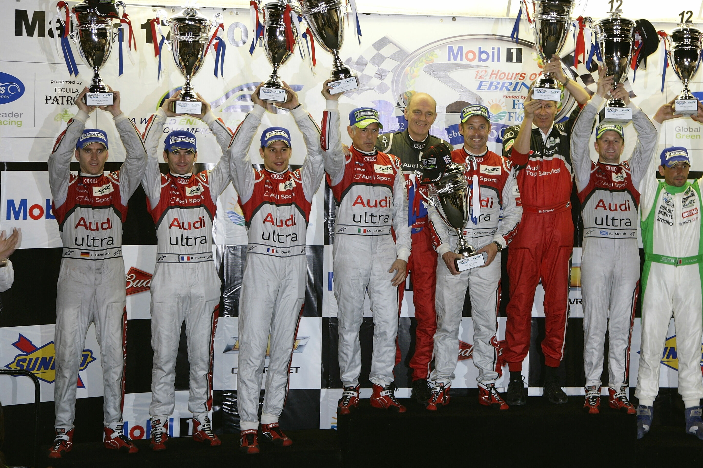 WEC Sebring 2012 - Timo Bernhard, Romain Dumas, Loïc Duval, Dindo Capello, Wolfgang Ullrich, Tom Kristensen, Ralf Jüttner, Allan McNish