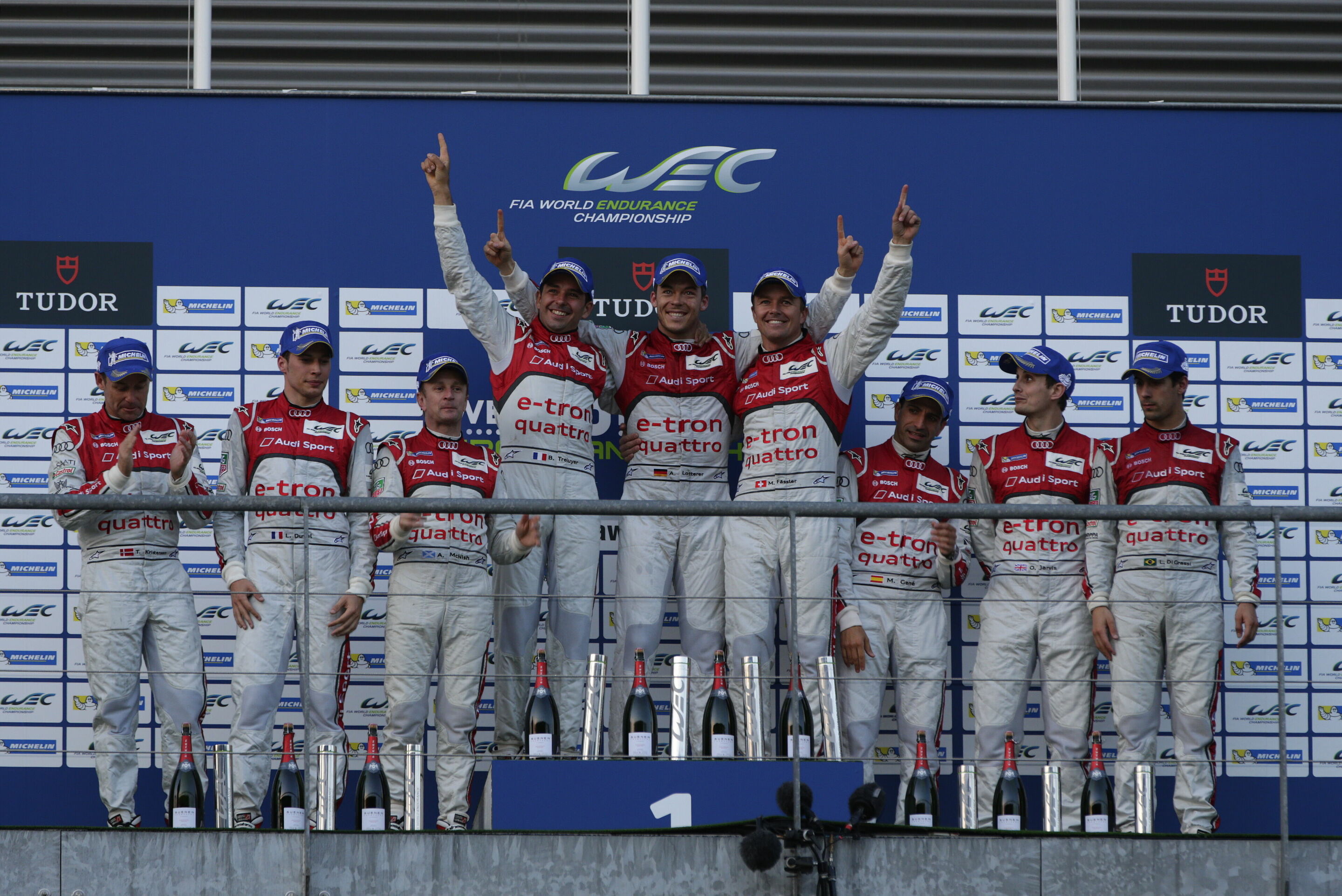 WEC Spa 2013 - Tom Kristensen, Loïc Duval, Allan McNish, Benoît Tréluyer, André Lotterer, Marcel Fässler, Marc Gené, Oliver Jarvis, Lucas di Grassi