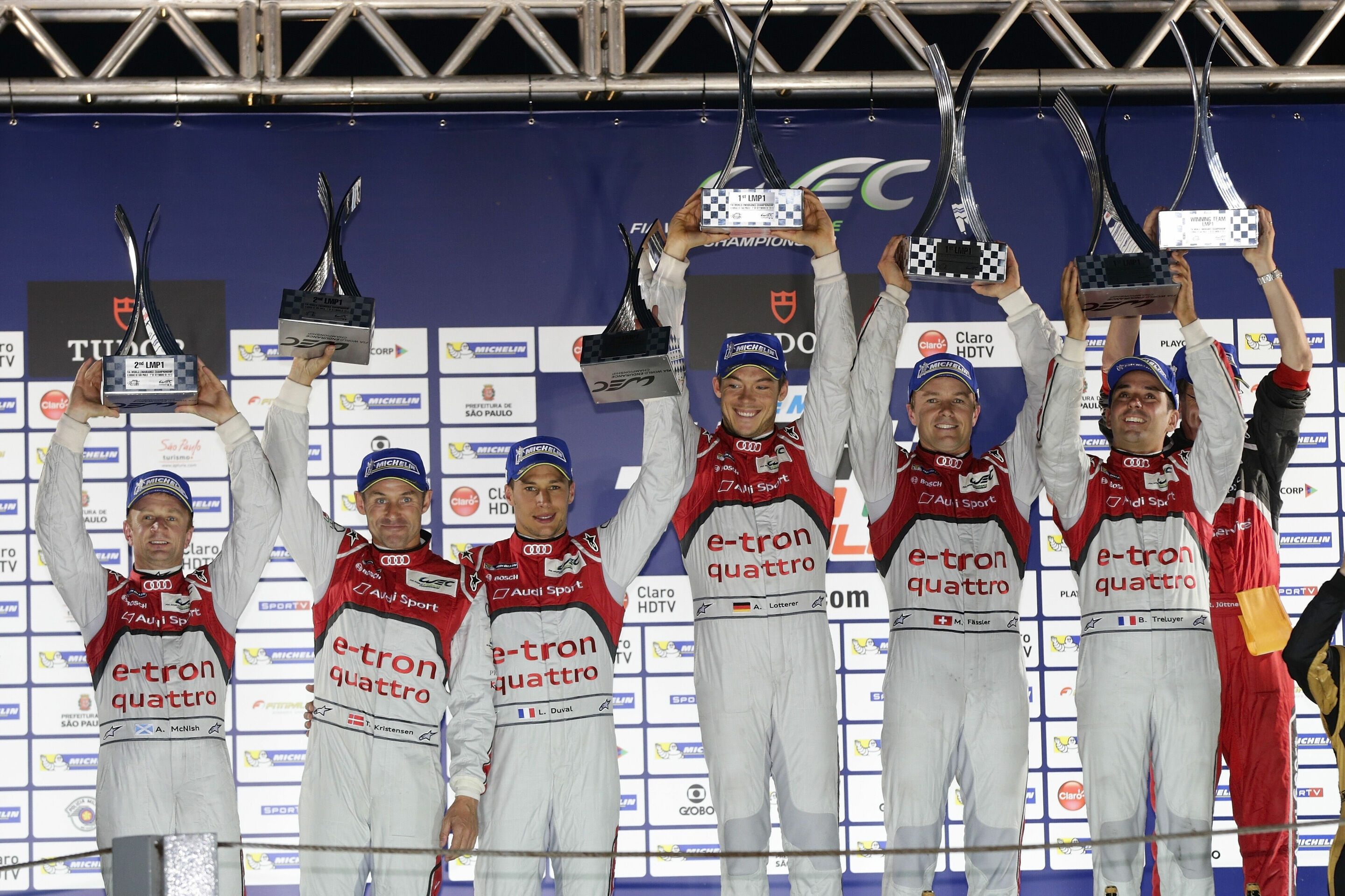 WEC São Paulo 2013 - Allan McNish, Tom Kristensen, Loïc Duval, André Lotterer, Marcel Fässler, Benoît Tréluyer