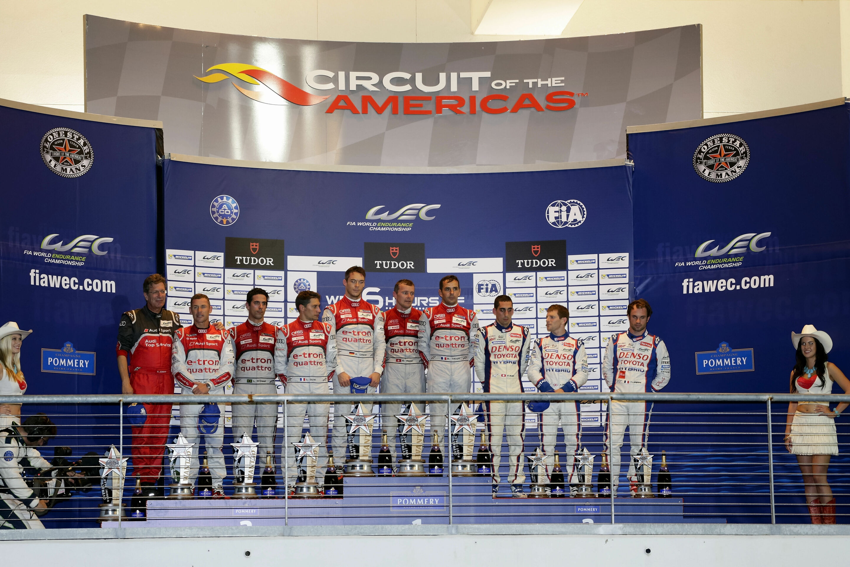 WEC Austin 2014 - Ralf Jüttner, Loïc Duval, Lucas di Grassi,Tom Kristensen, André Lotterer, Marcel Fässler, Benoît Tréluyer