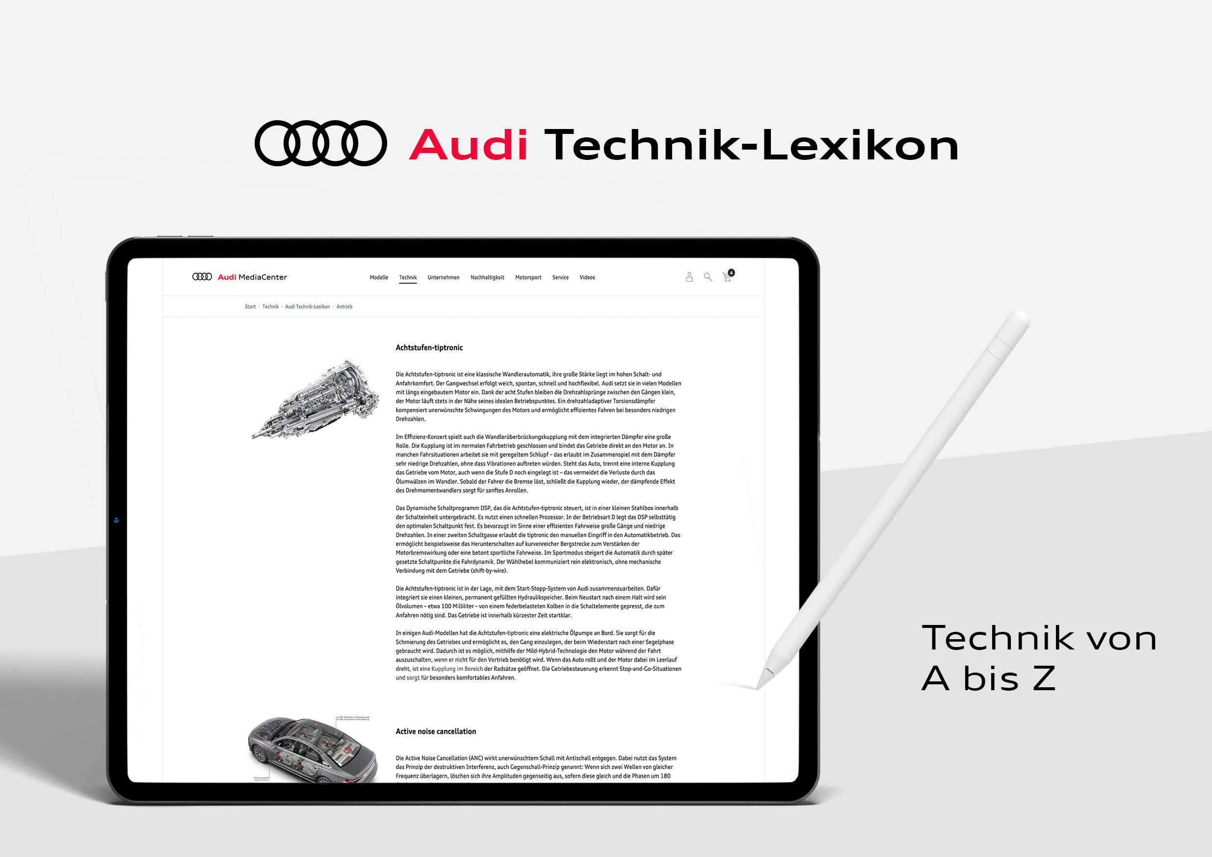 Illustration - Audi Technik Lexikon - Keyvisual Audi Technik Lexikon