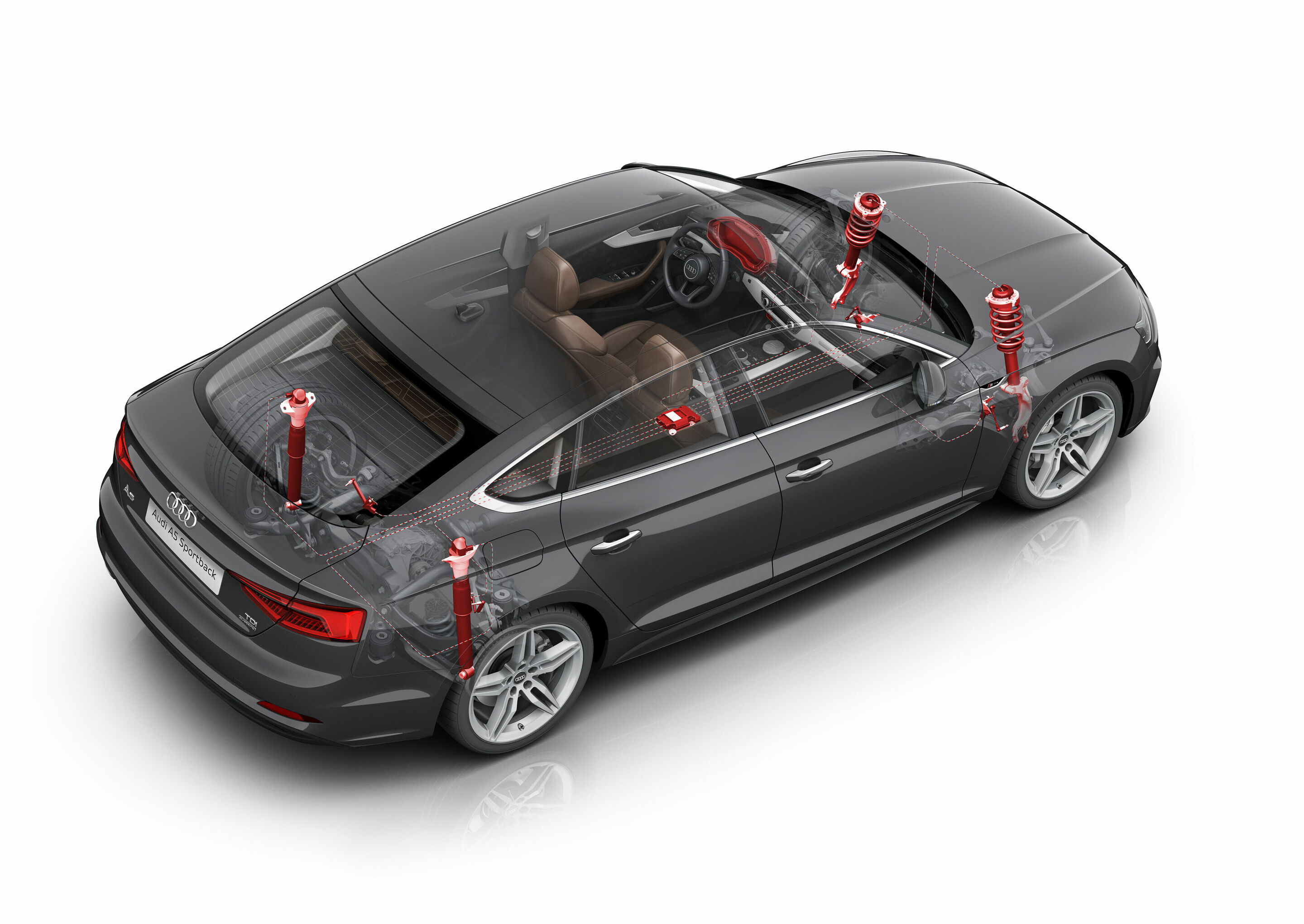 Illustration - Audi A5 Sportback: suspension with adaptive damper control - Illustration for the technology lexicon