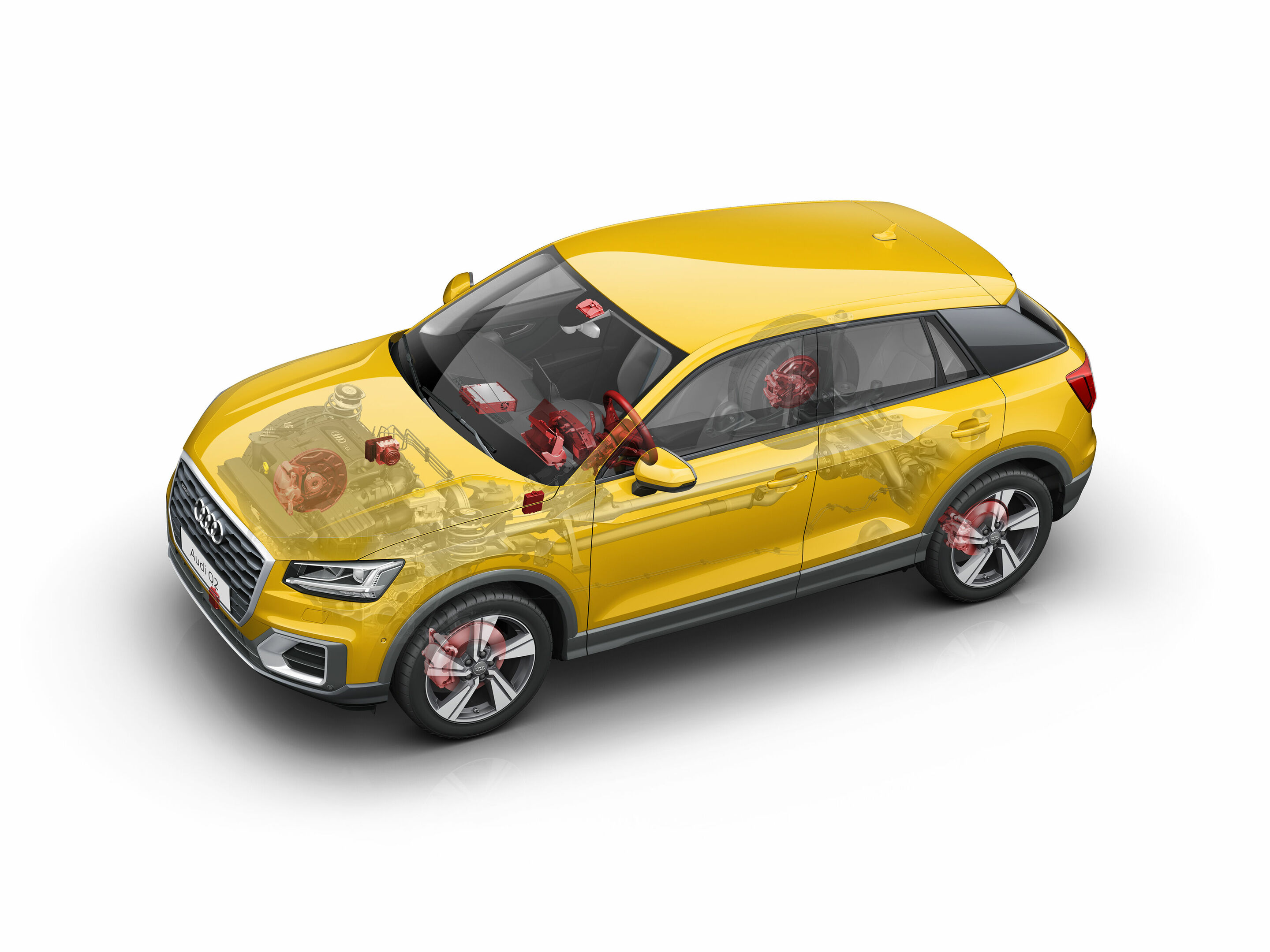 Illustration - Audi Q2: Notfallassistent - Illustration für das Technik Lexikon