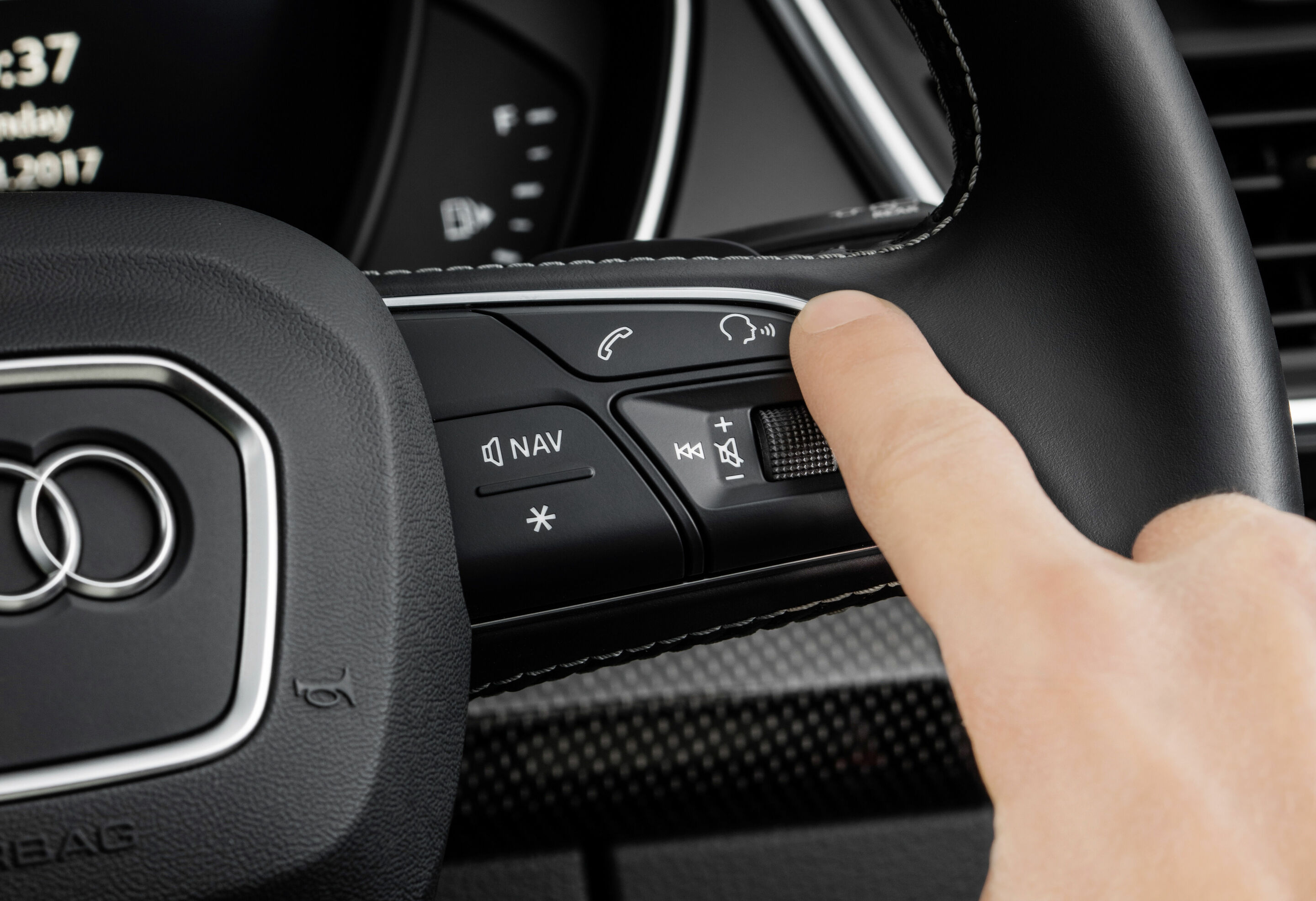 Natural language voice control - Voice control is activated by pressing the voice control button on the steering wheel.