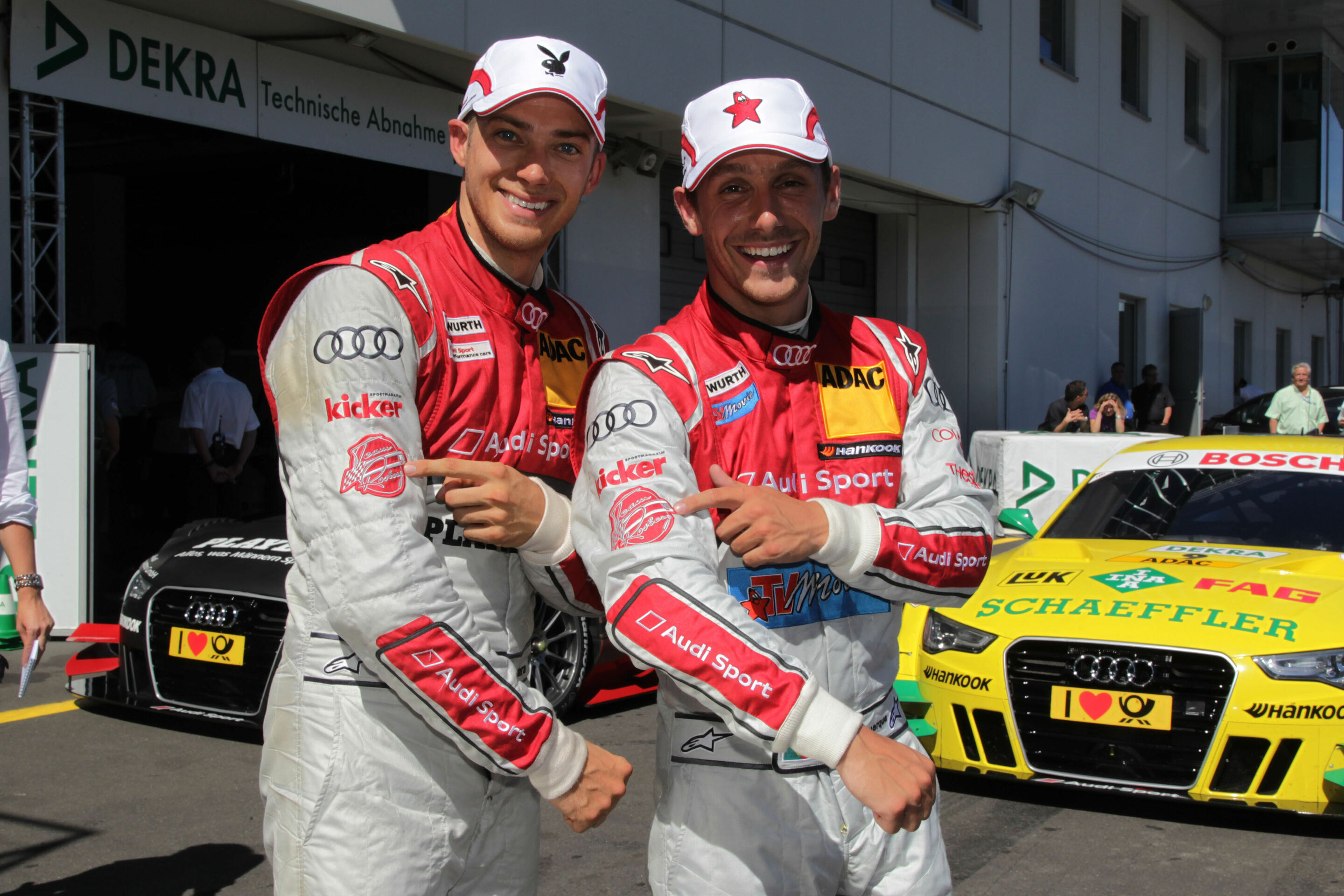 DTM 2012 - Edoardo Mortara, Playboy Audi A5 DTM #21 (Audi Sport Team Rosberg), Filipe Albuquerque, TV Movie Audi A5 DTM #22 (Audi Sport Team Rosberg)