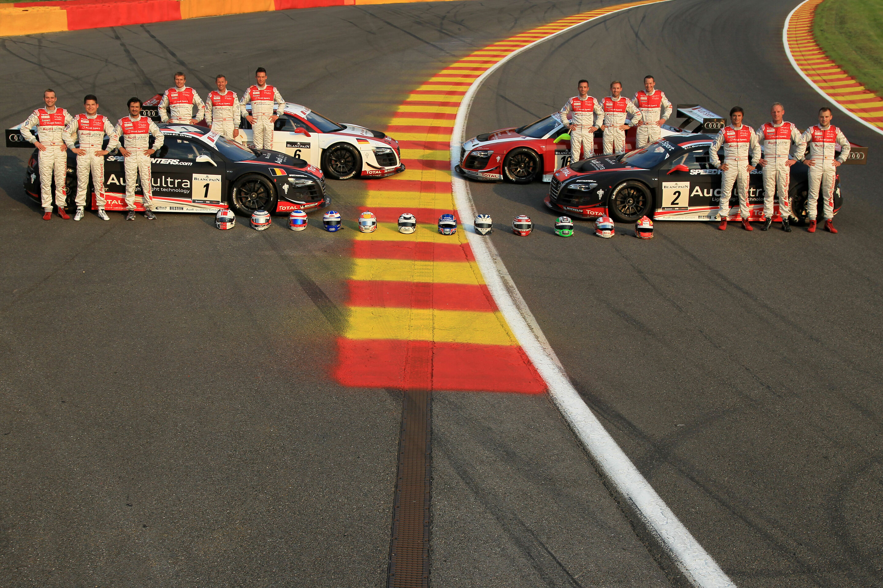 24h Spa 2012 - Christopher Haase, Christopher Mies, Stéphane Ortelli, Marcel Fässler, Tom Kristensen, André Lotterer, Andrea Piccini, René Rast, Frank Stippler, Marco Bonanomi, Edward Sandström, Laurens Vanthoor
