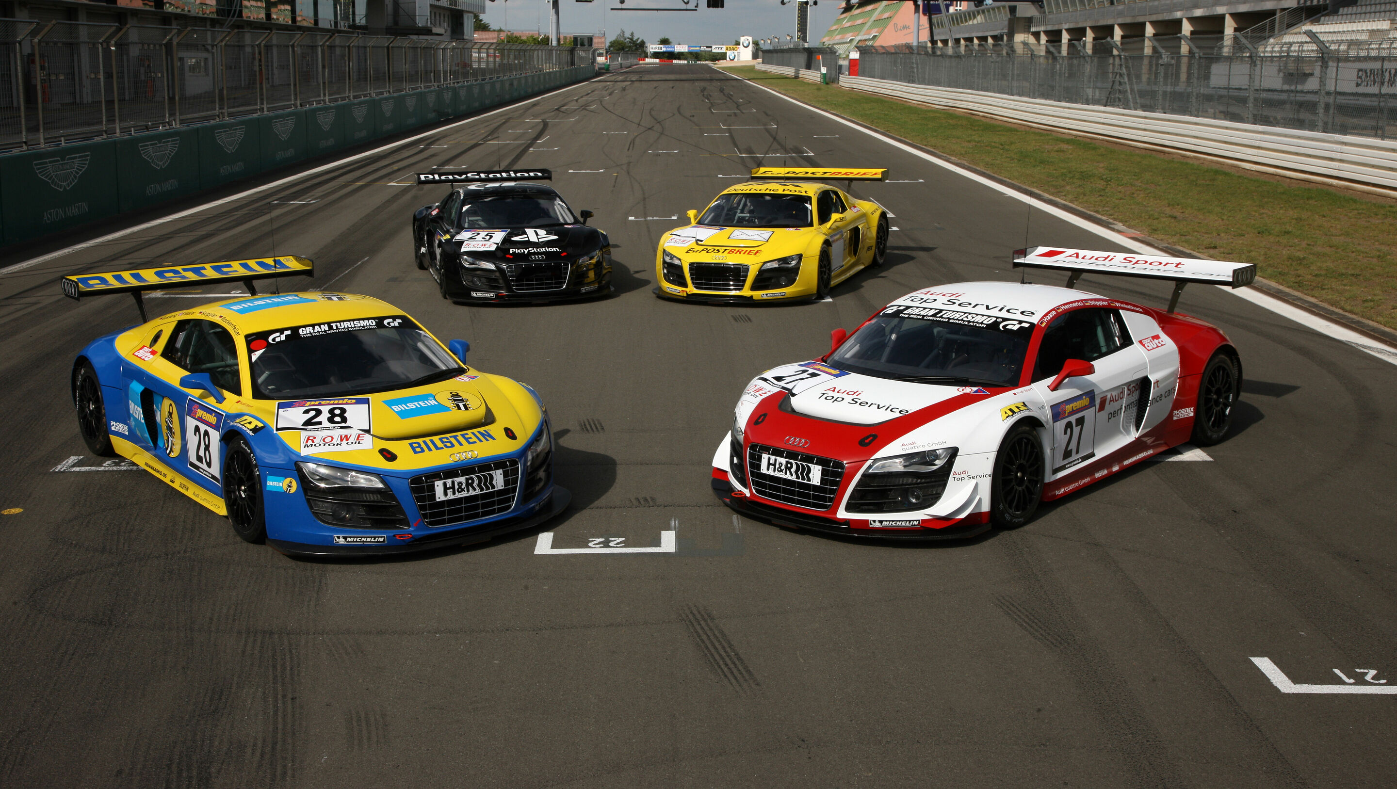 24h Nürburgring 2011 - The four "factory" Audi R8 LMS cars for the Nürburgring 24 Hours