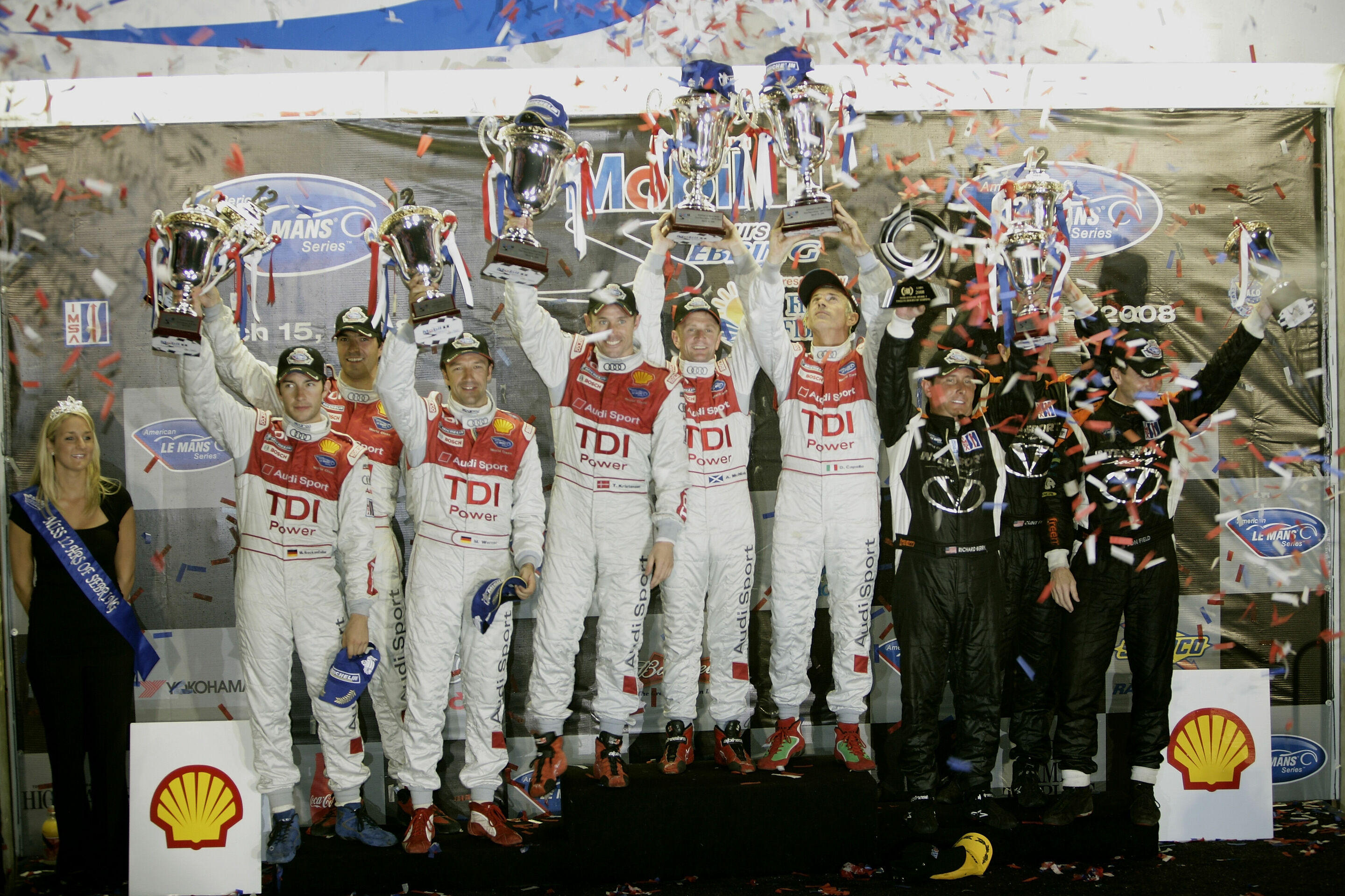 ALMS 2008 - Die Audi Piloten auf dem Podium in Sebring 2008
