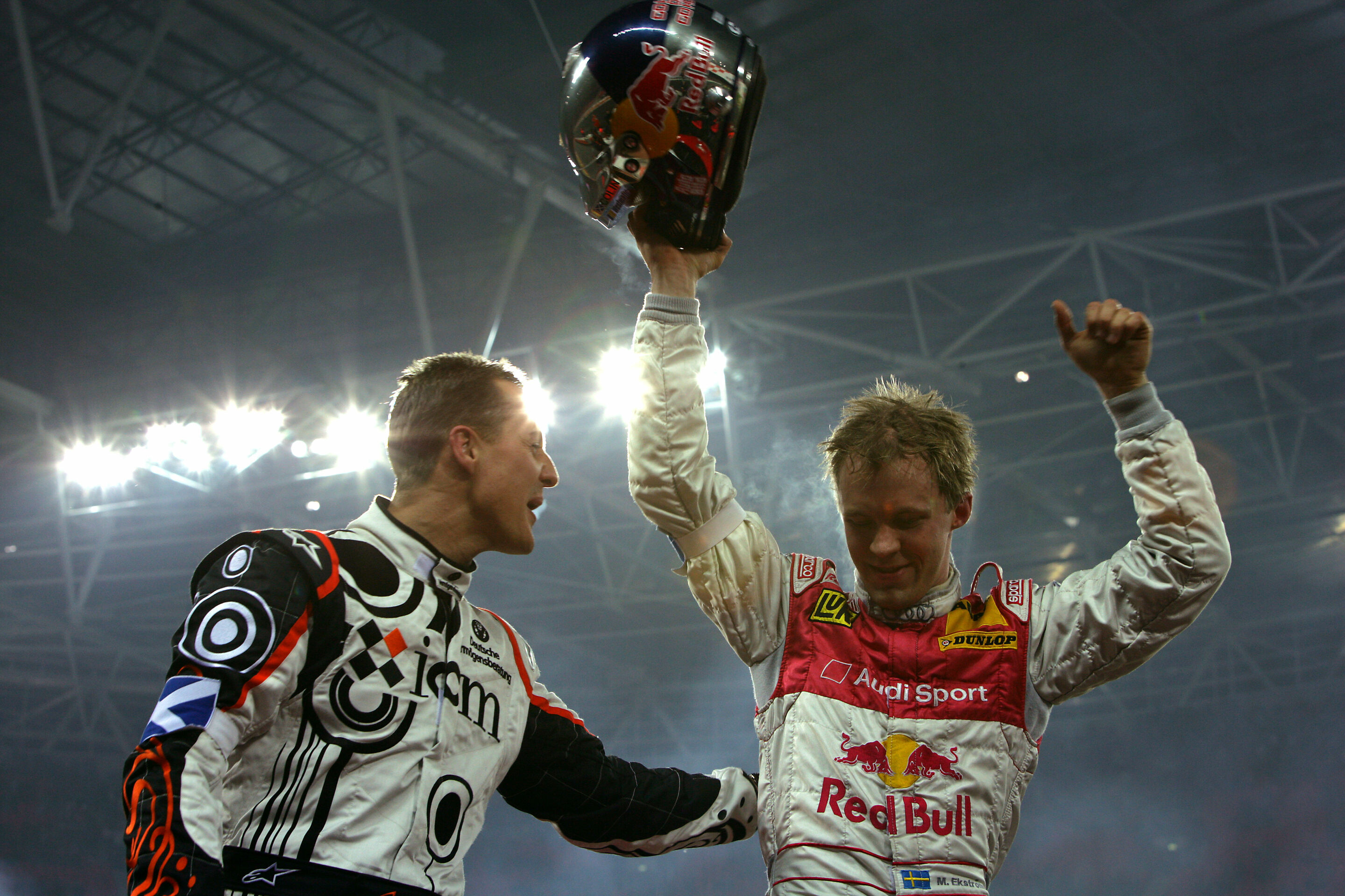Race of Champions 2007 - Michael Schumacher congratulates Mattias Ekström