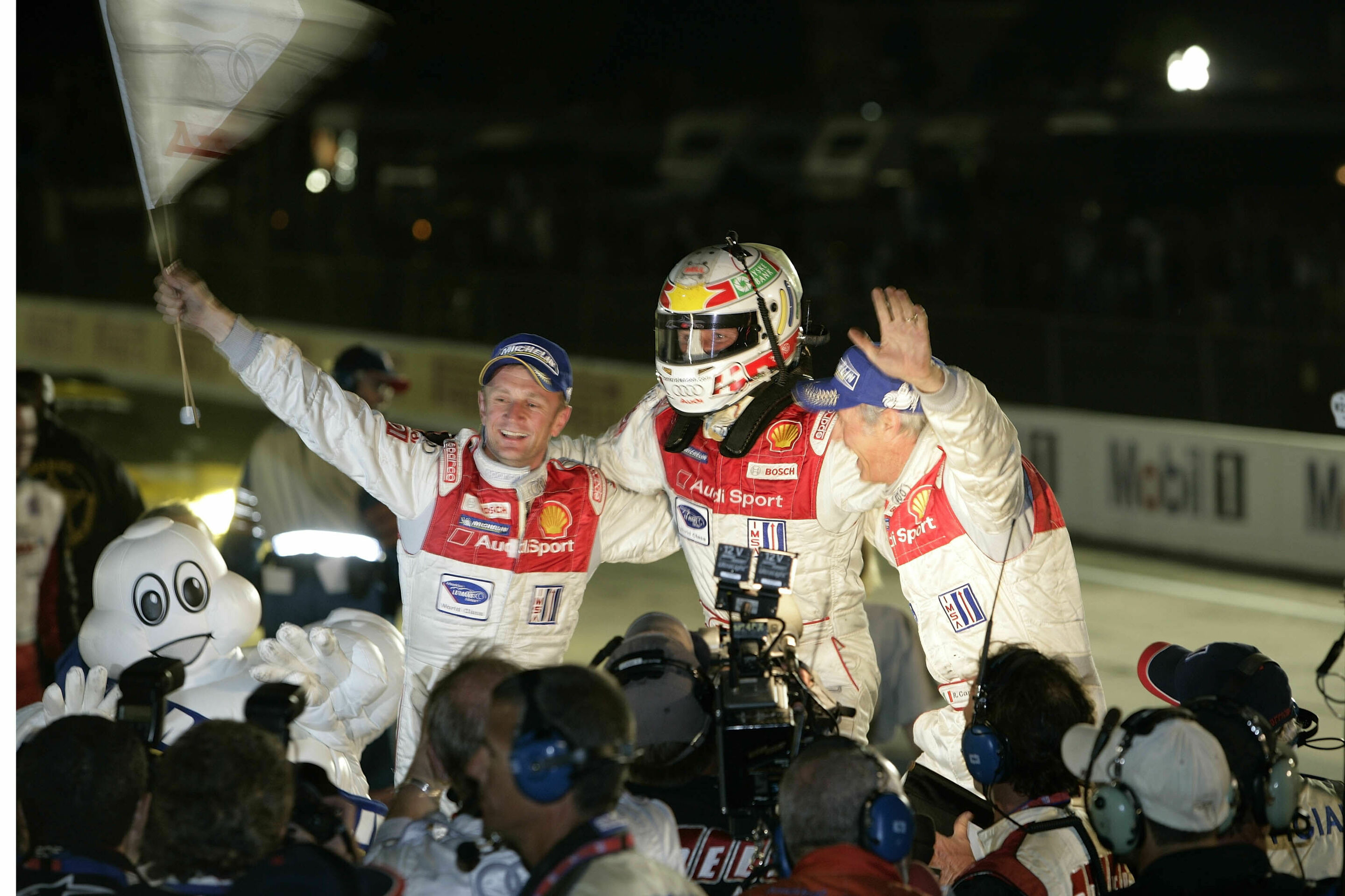 ALMS 2006 - Allan McNish, Tom Kristensen and Dindo Capello celebrate their victory