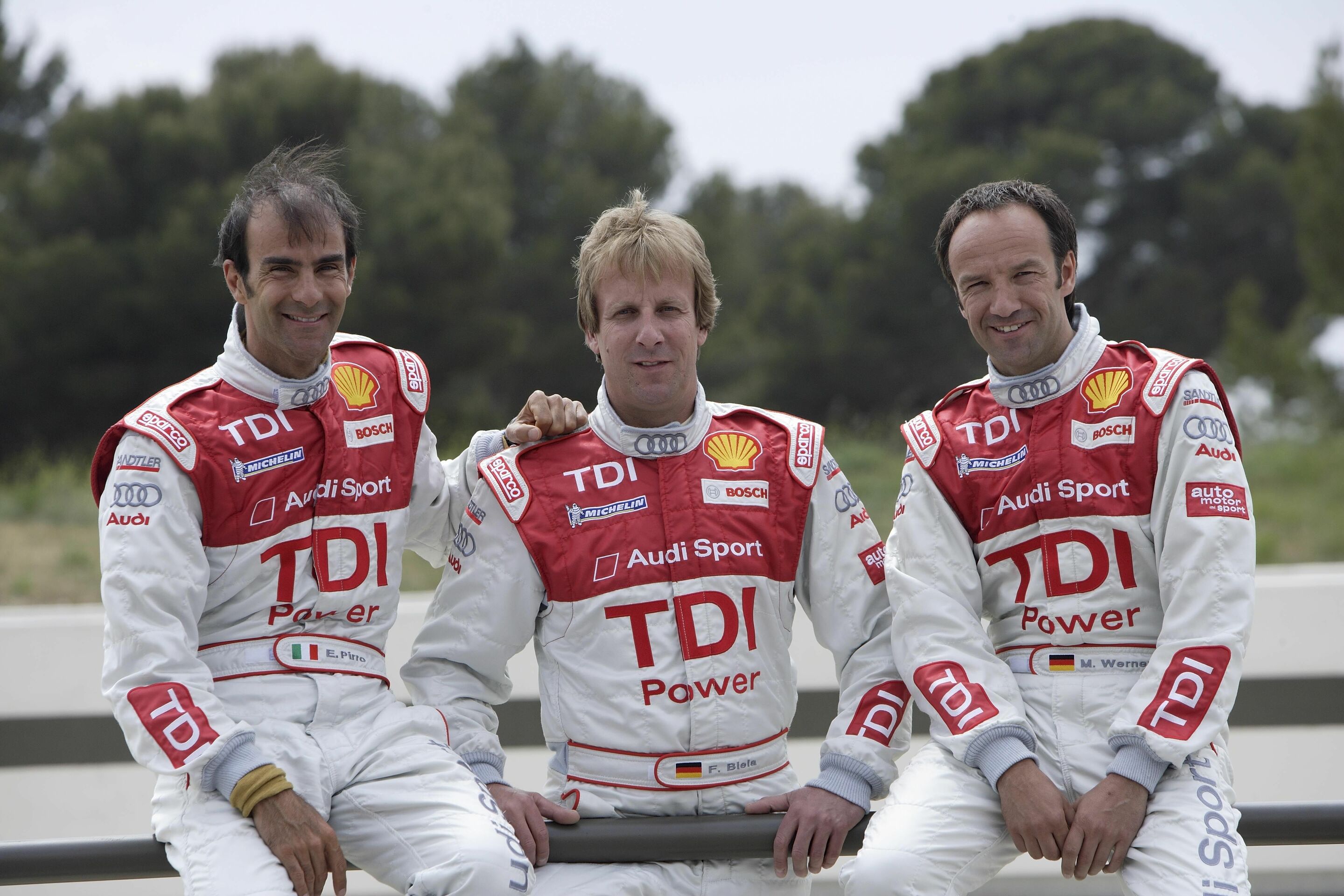 Test Paul Ricard - Audi factory drivers Emanuele Pirro, Frank Biela and Marco Werner (from left)