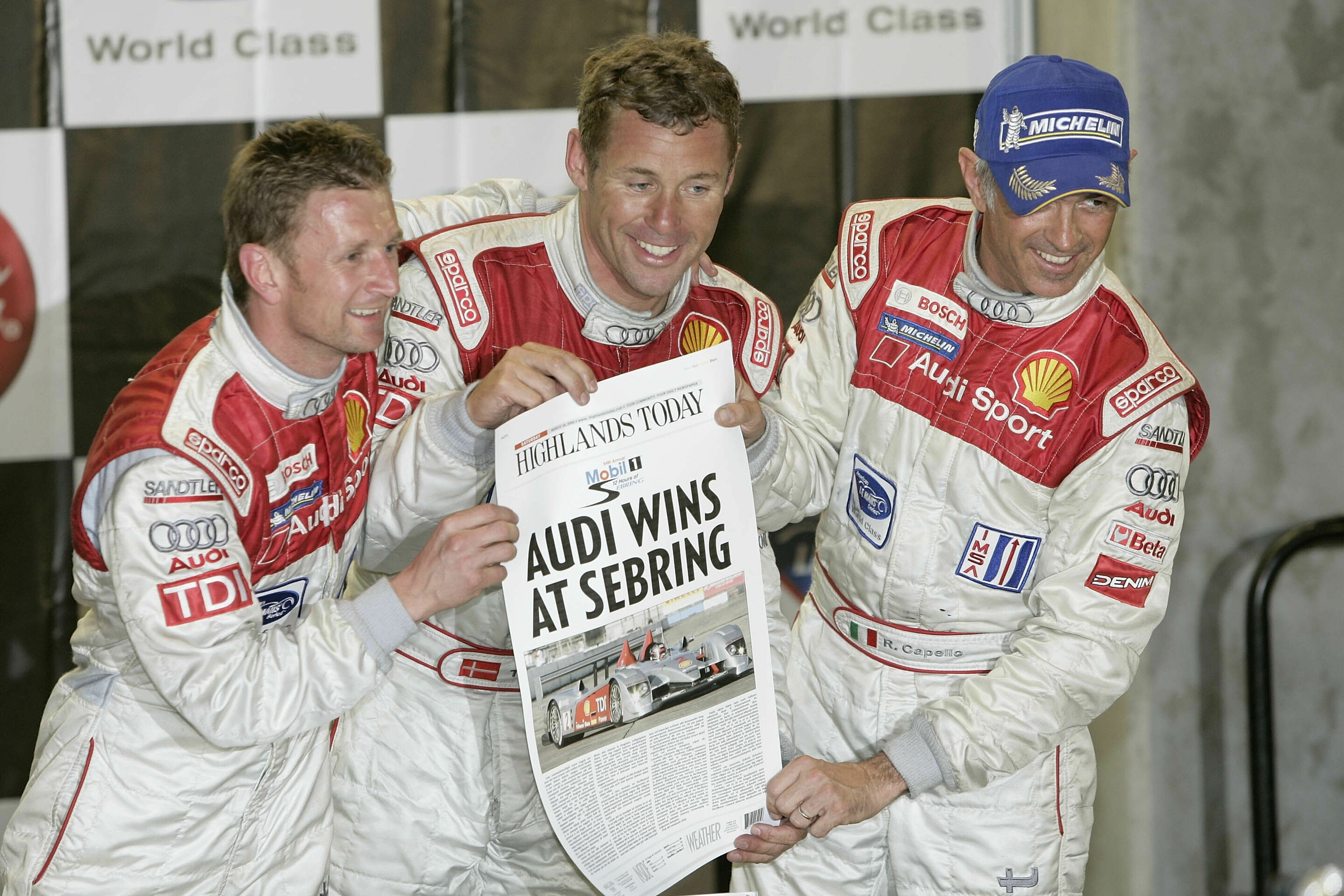 ALMS 2006 - Allan McNish, Tom Kristensen and Dindo Capello on the podium