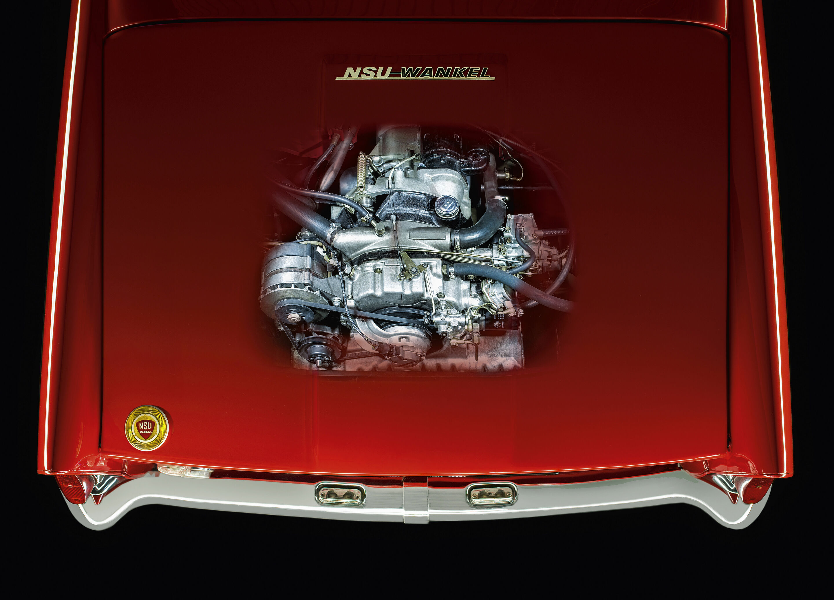 Jubiläums-Ausstellung im Audi museum mobile: „Revolution – 60 Jahre NSU/Wankel-Motor“ - Der Wankel-Motor im weltweit ersten serienmäßigen Wankel-Modell, dem NSU/Wankel Spider.