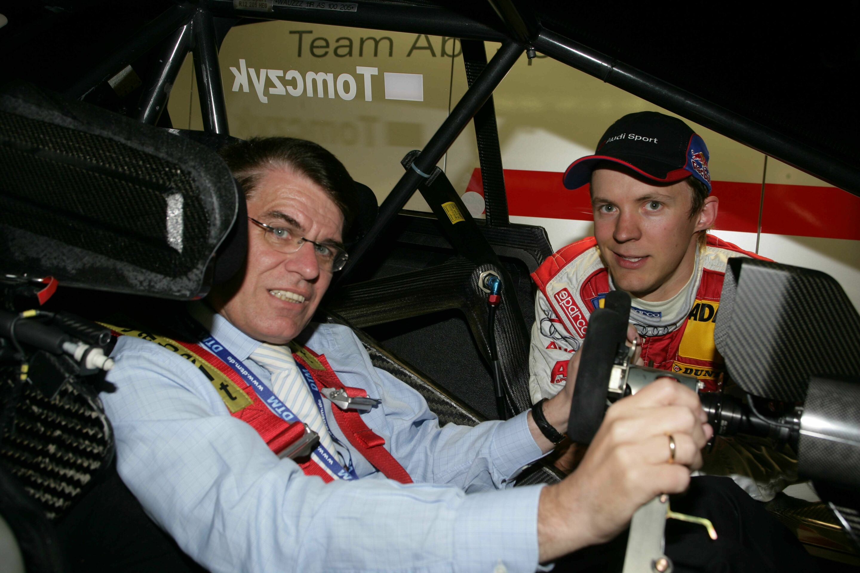 DTM 2005 - Joachim Erwin, mayor of Dusseldorf, in the Audi A4 DTM with Mattias Ekström