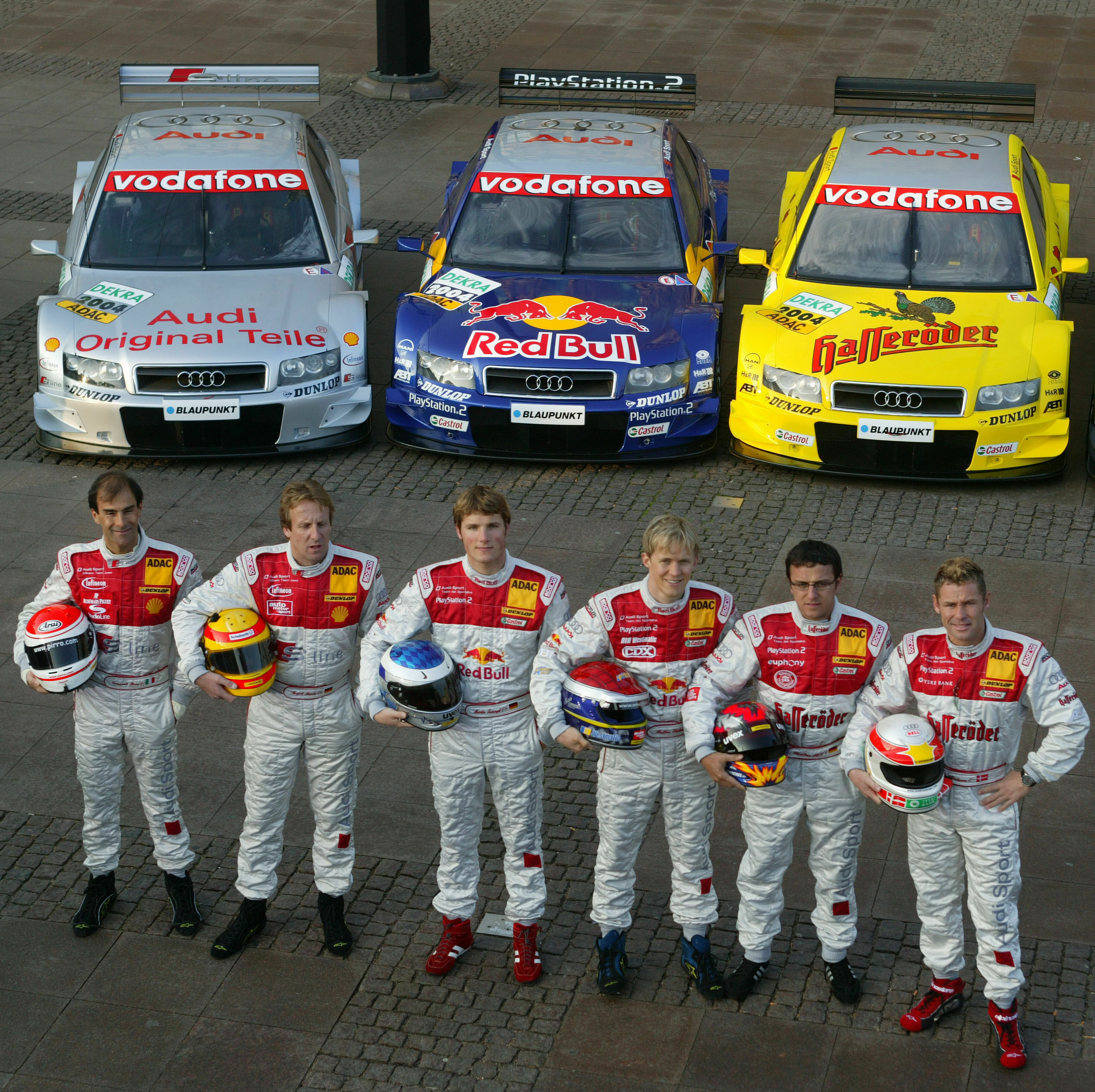 DTM 2004 - Emanuele Pirro, Frank Biela, Martin Tomczyk, Mattias Ekström, Christian Abt and Tom Kristensen
