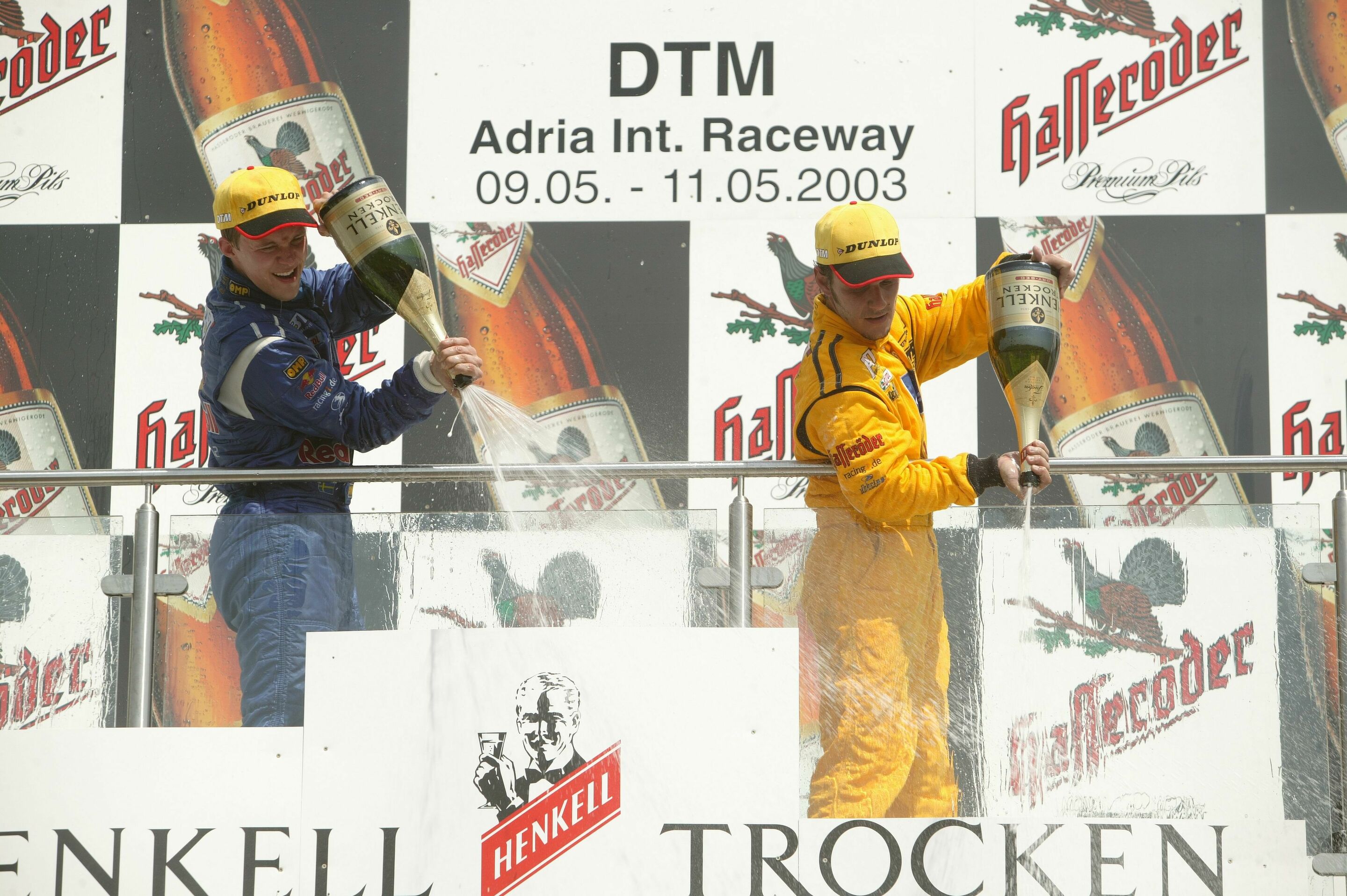DTM 2003 - Mattias Ekström (links) und Laurent Aiello auf dem Podium