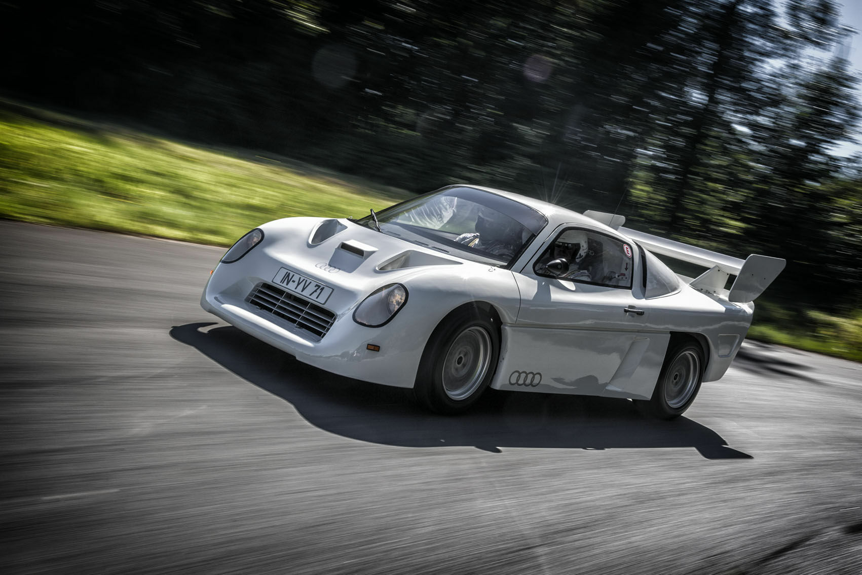 Audi at the Festival of Speed in Goodwood: racing legends meet modern motorsports - The Audi Group S mid-engined rally prototype celebrates its premiere in England – behind the wheel is rally world champion Hannu Mikkola.