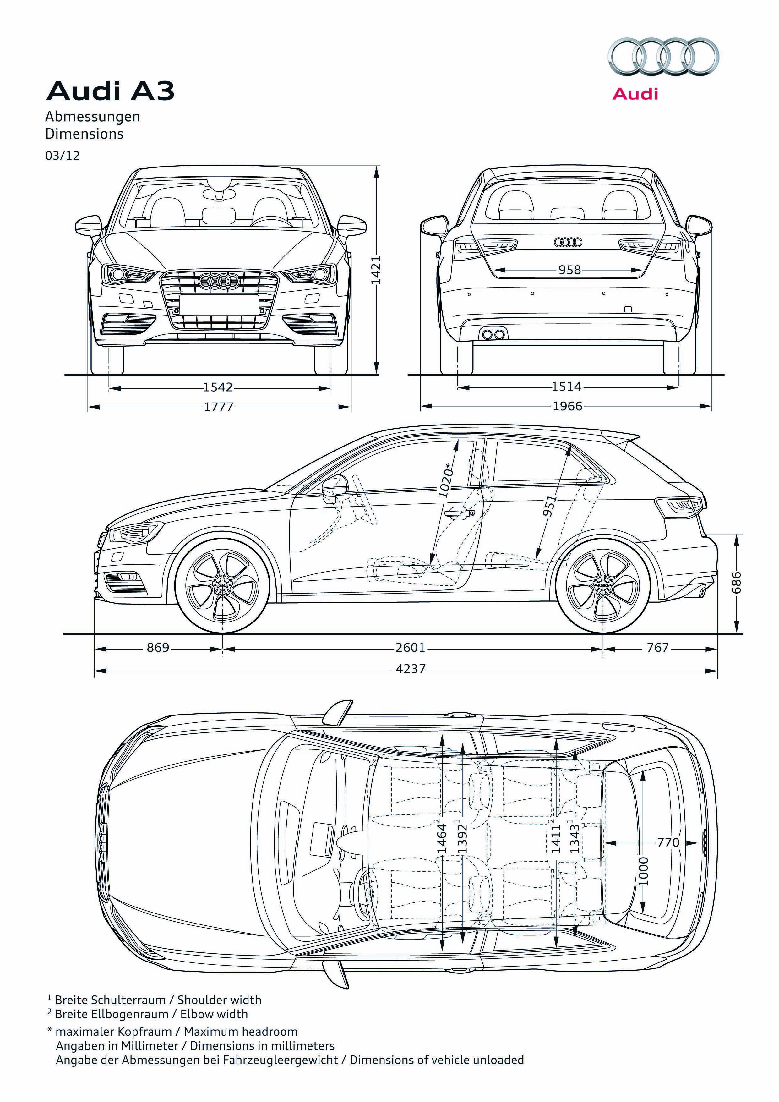 Illustration - Audi A3 - Abmessungen