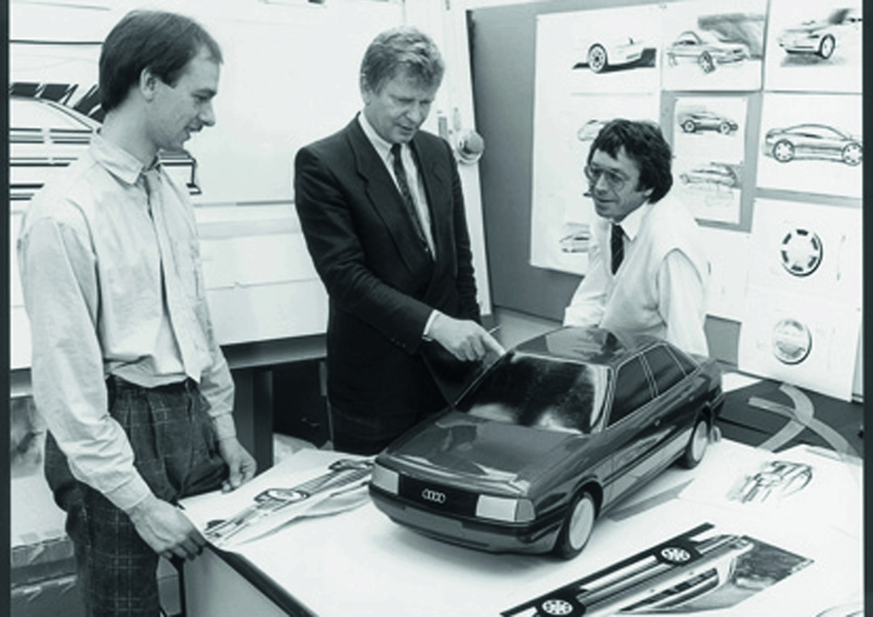 Anniversary magazine History - Hartmut Warkuß (centre) guided Audi Design through the 1980s and 1990s