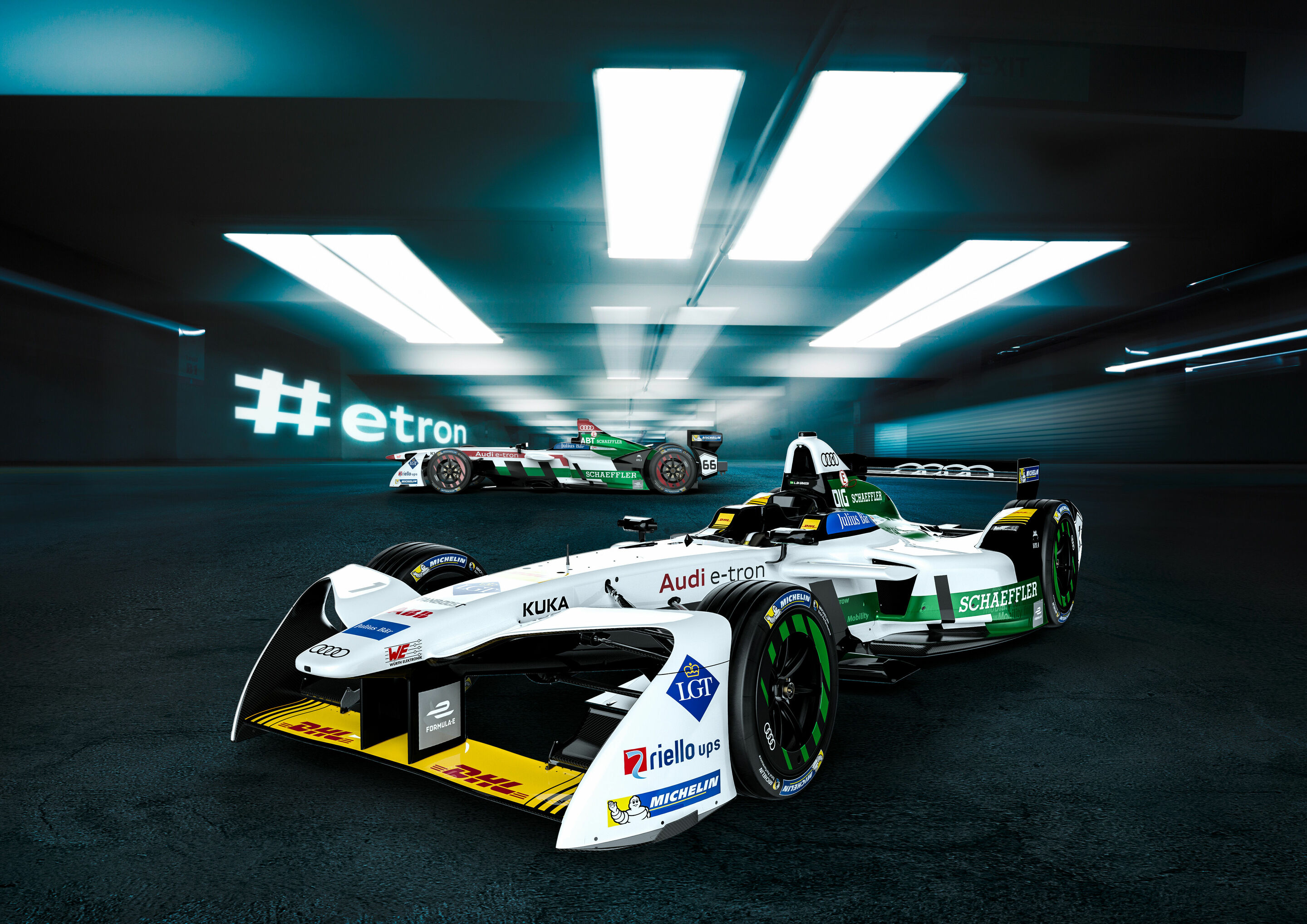 Audi Formula E Team Presentation - Audi e-tron FE04 #1 (Audi Sport ABT Schaeffler), Lucas di Grassi, Audi e-tron FE04 #66 (Audi Sport Team ABT Schaeffler), Daniel Abt