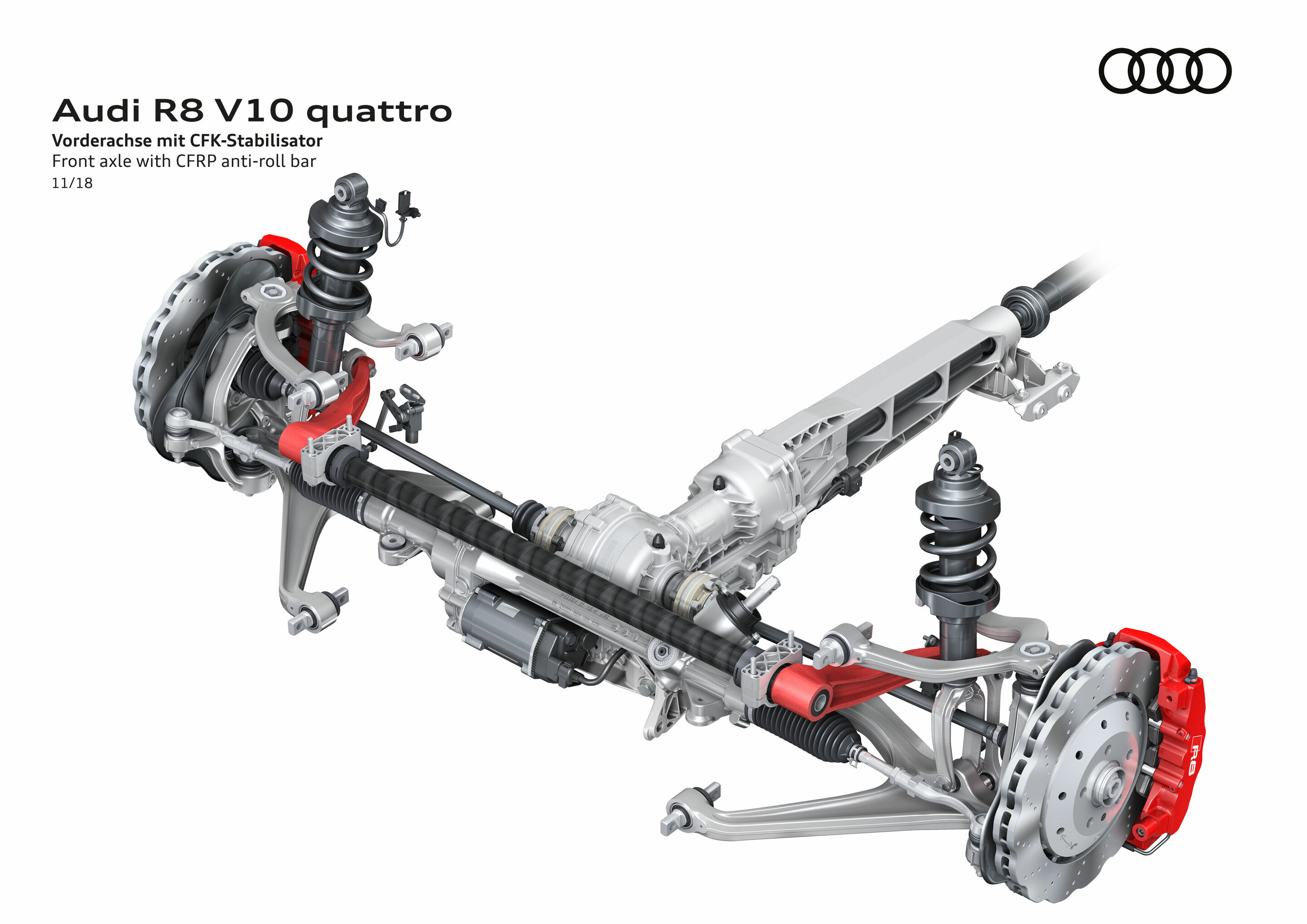 Illustration - Audi R8 V10 quattro - Vorderachse mit CFK-Stabilisator