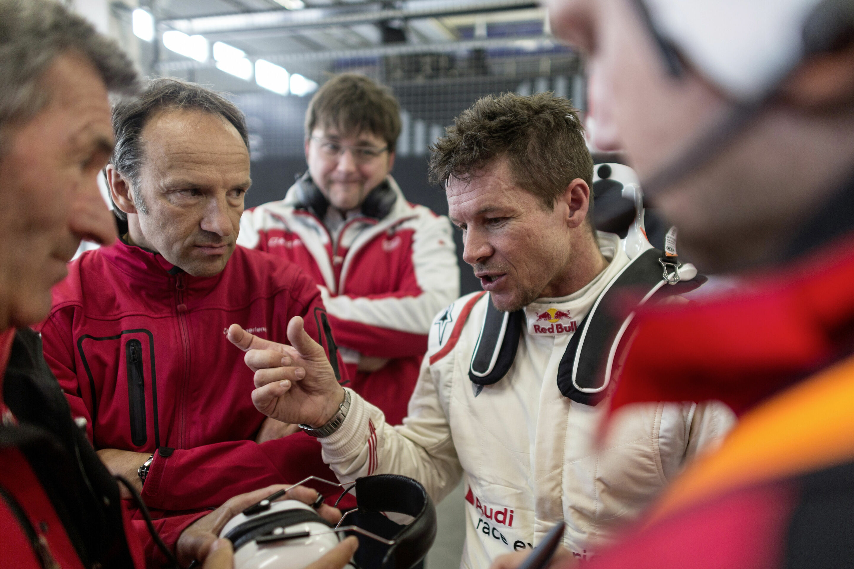Felix Baumgartner to drive Audi R8 at Nürburgring 24 Hours - Meeting in the pit between Sepp Haider, Marco Werner, Matthias Bauer and Felix Baumgartner