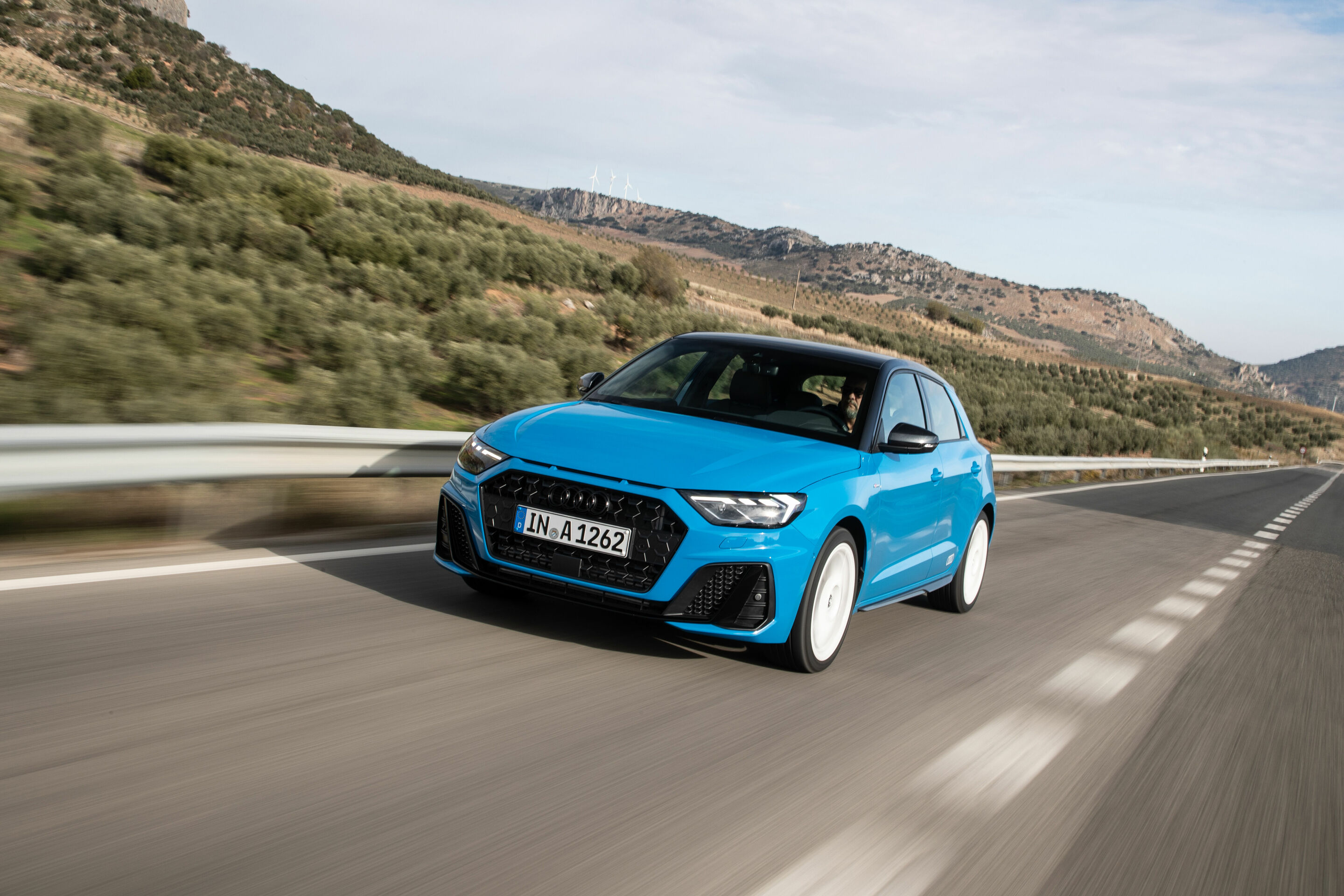 Audi A1 Sportback - Fahraufnahme 
Farbe: Turboblau