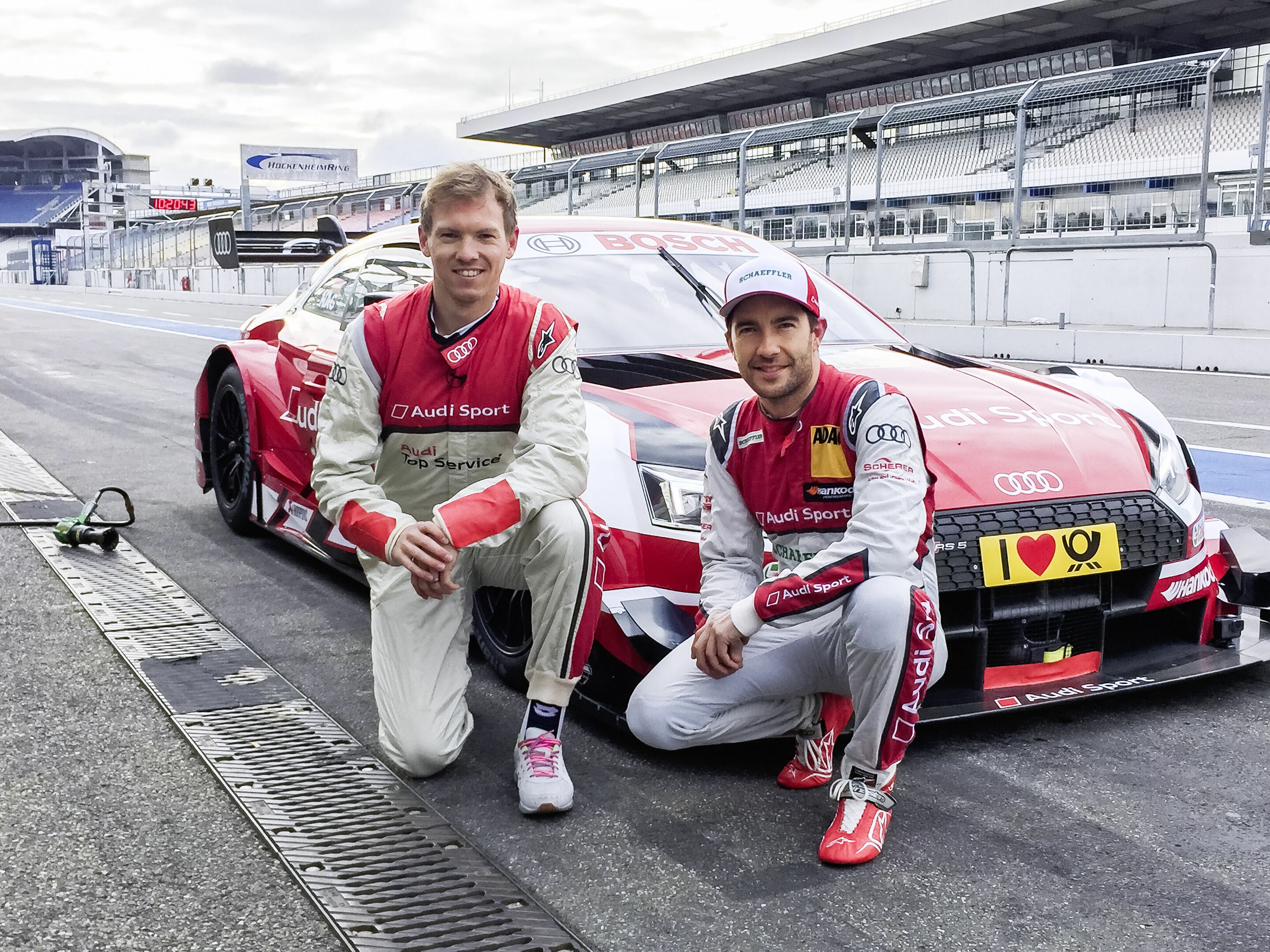 DTM meets soccer: Coach Nagelsmann as “co-driver” in Audi RS 5 DTM - Julian Nagelsmann, Mike Rockenfeller