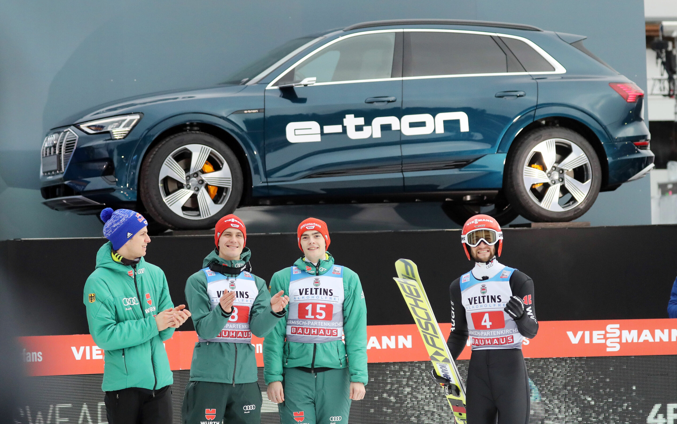 67th Four Hills Tournament - New Year´s Ski Jumping in Garmisch-Patenkirchen - 2nd place Markus Eisenbichler (GER) and his teammates
