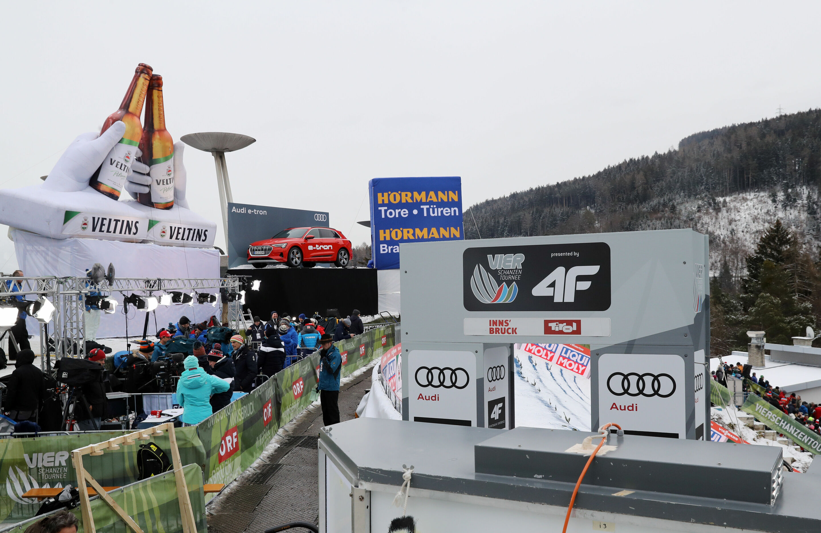 67th Four Hills Tournament - Bergisel-Ski Jump in Innsbruck - Audi e-tron besides the ski jump in Innsbruck,AUT