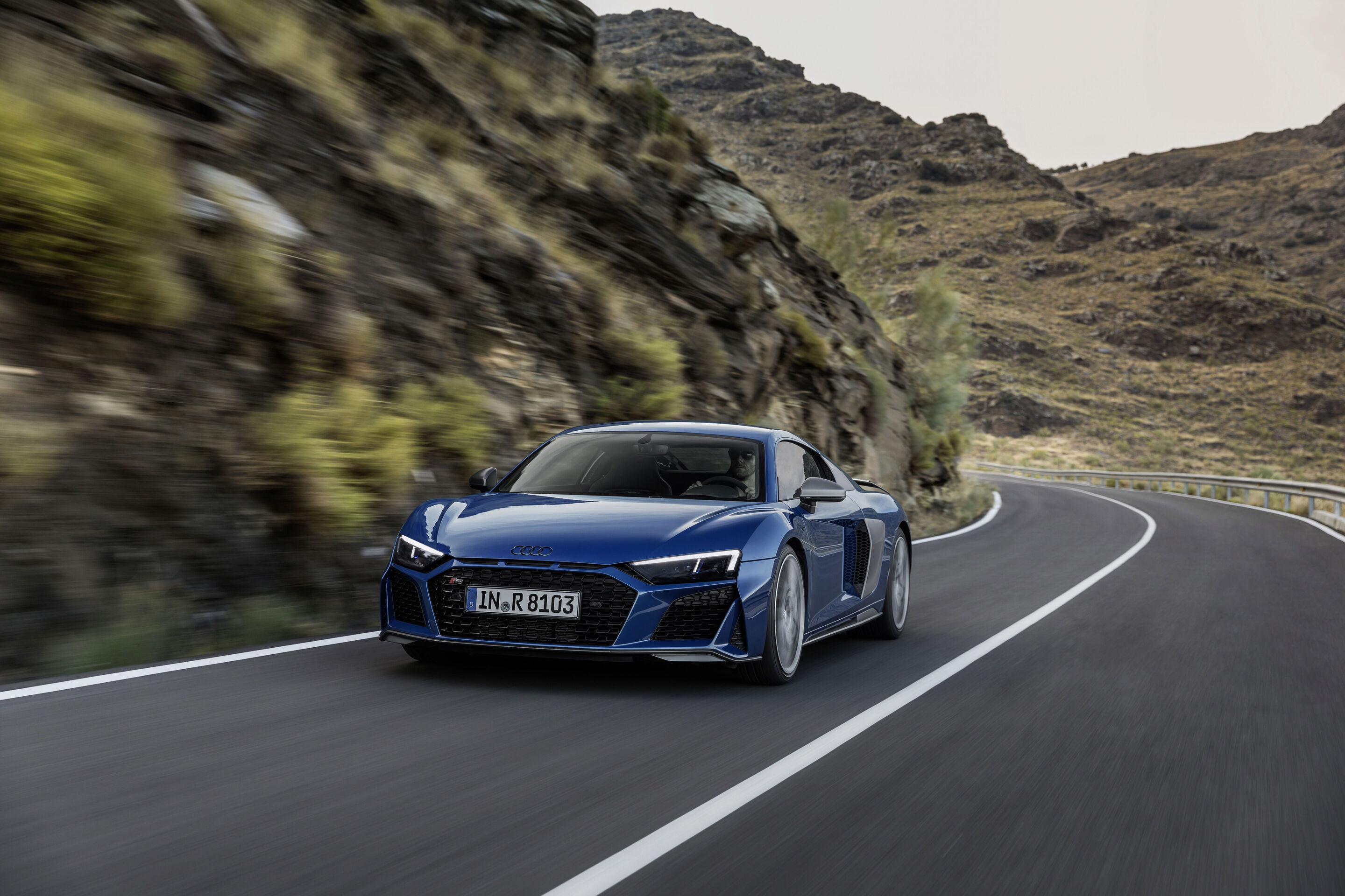 Audi R8 Coupé V10 performance quattro (until 2024) - Dynamic  photo,
Colour: Ascari Blue metallic