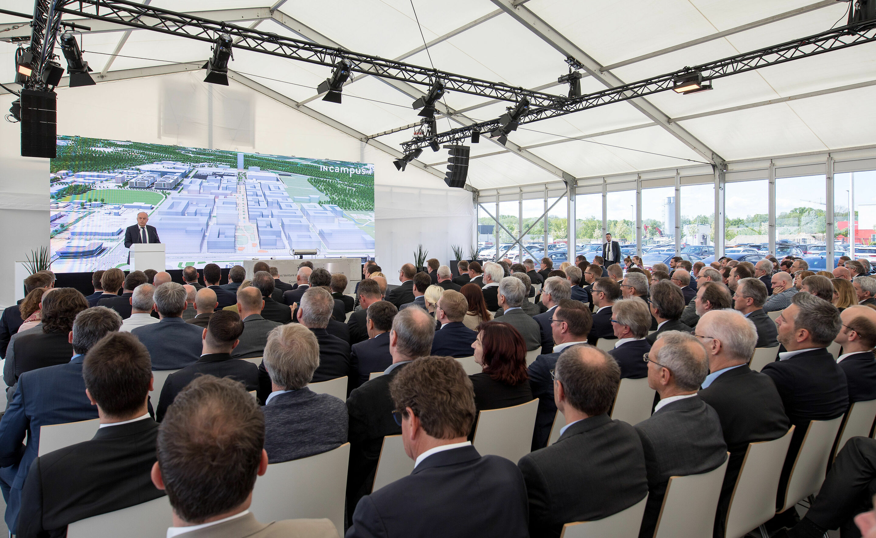 For the mobility of tomorrow: Foundation stone ceremony for the technology park IN-Campus for Audi and the region of Ingolstadt - Around 250 guests attended the laying of the cornerstone.