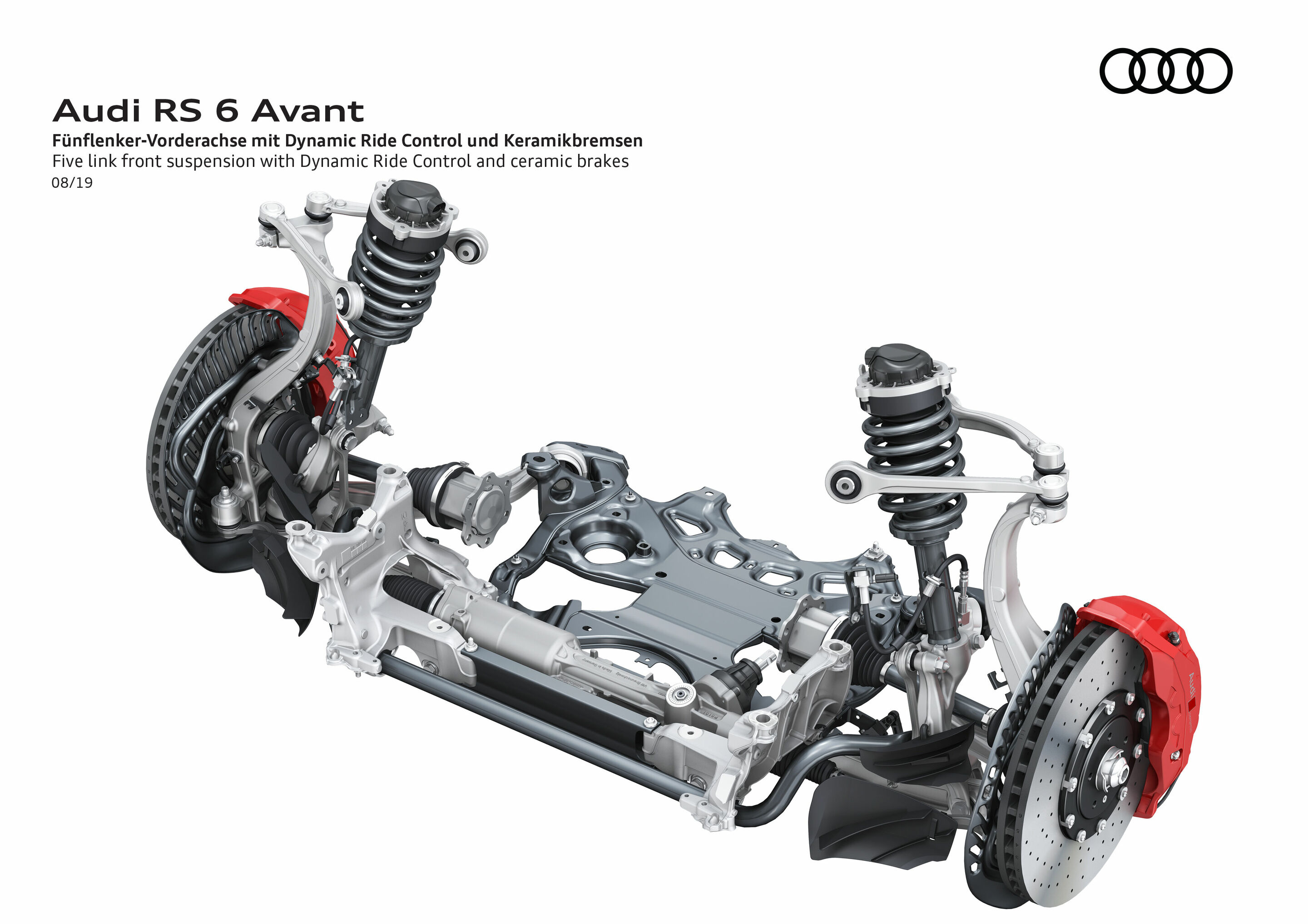 Illustration - Audi RS 6 Avant - Fünflenker-Vorderachse mit Dynamic Ride Control und Keramikbremsen
