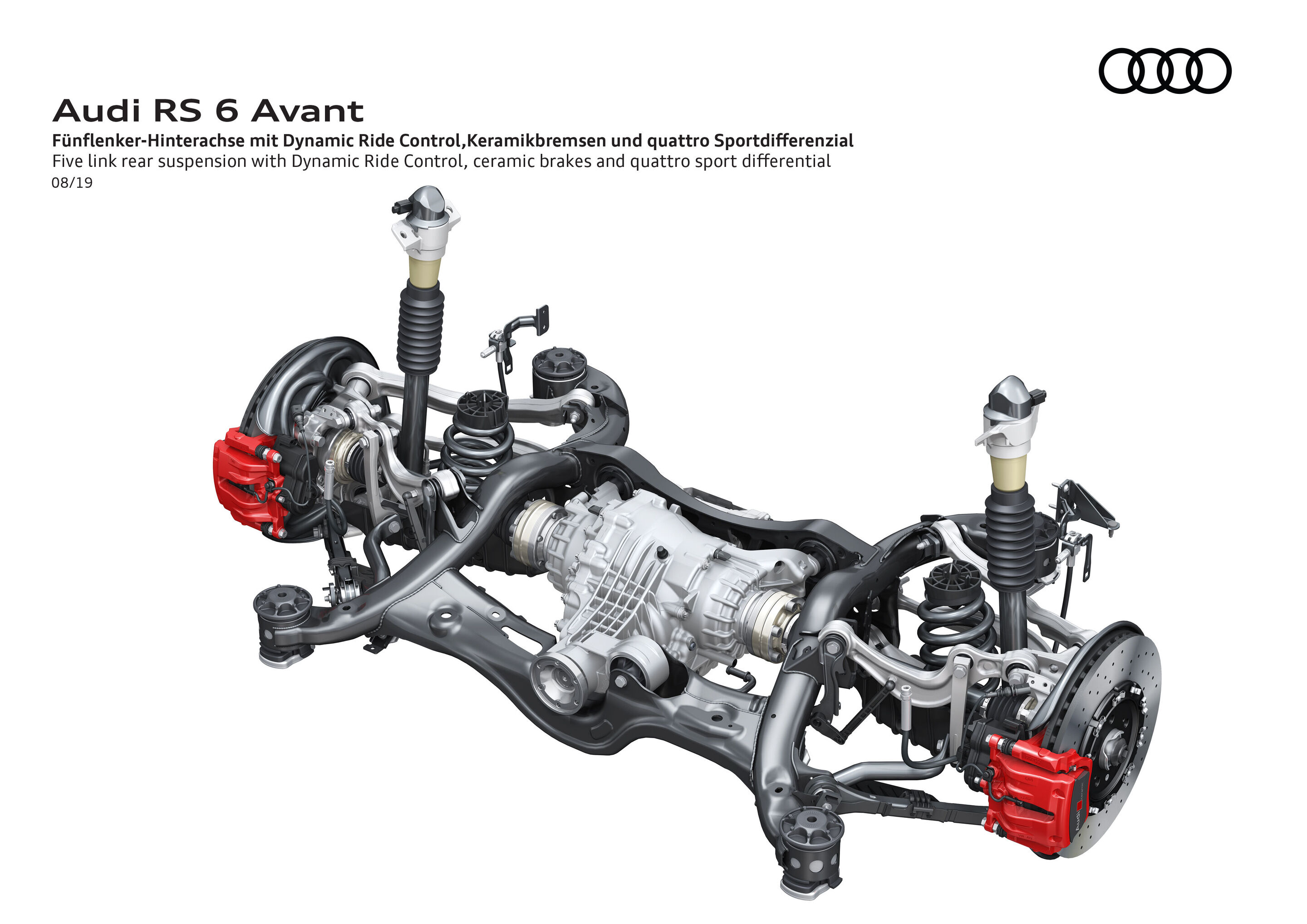 Illustration - Audi RS 6 Avant - Fünflenker-Hinterachse mit Dynamic Ride Control, Keramikbremsen und quattro Sportdifferential